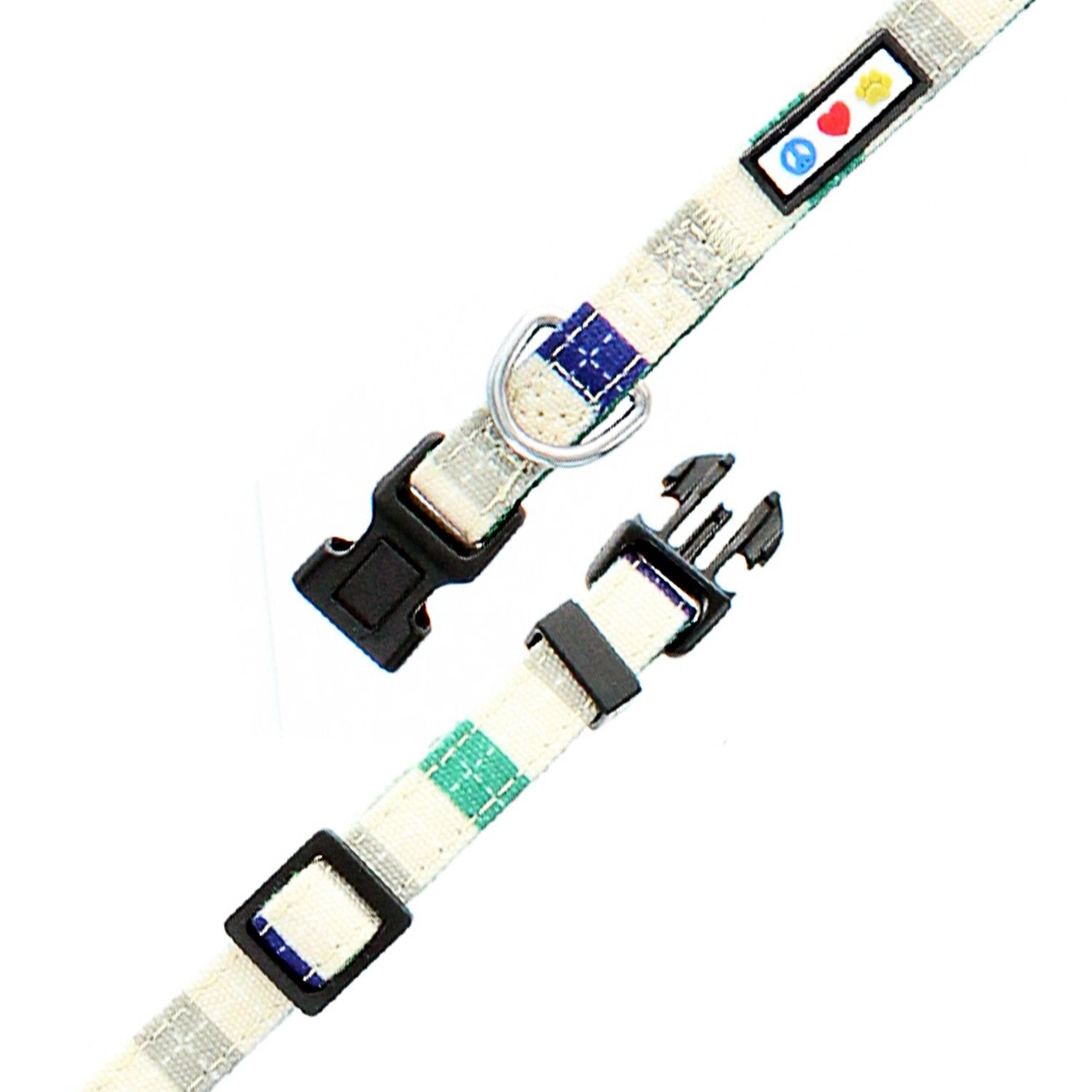 Pawtitas Multicolor Dog Collar Puppy Collar Pet Collar Multicolor Dog Collar Extra Small Dog Collar Grey/Beige/Blue/Green Dog Collar