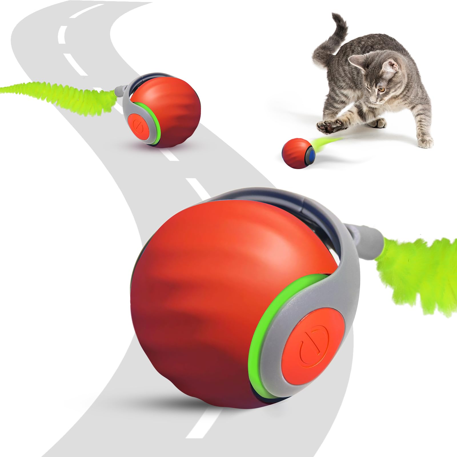 Petrendy Speedy Tail Cat Toy 2.0, Interactive Cat Ball Toy For Bored Indoor Cats, Automatic Moving Pet Play Ball, Two Speed Adju