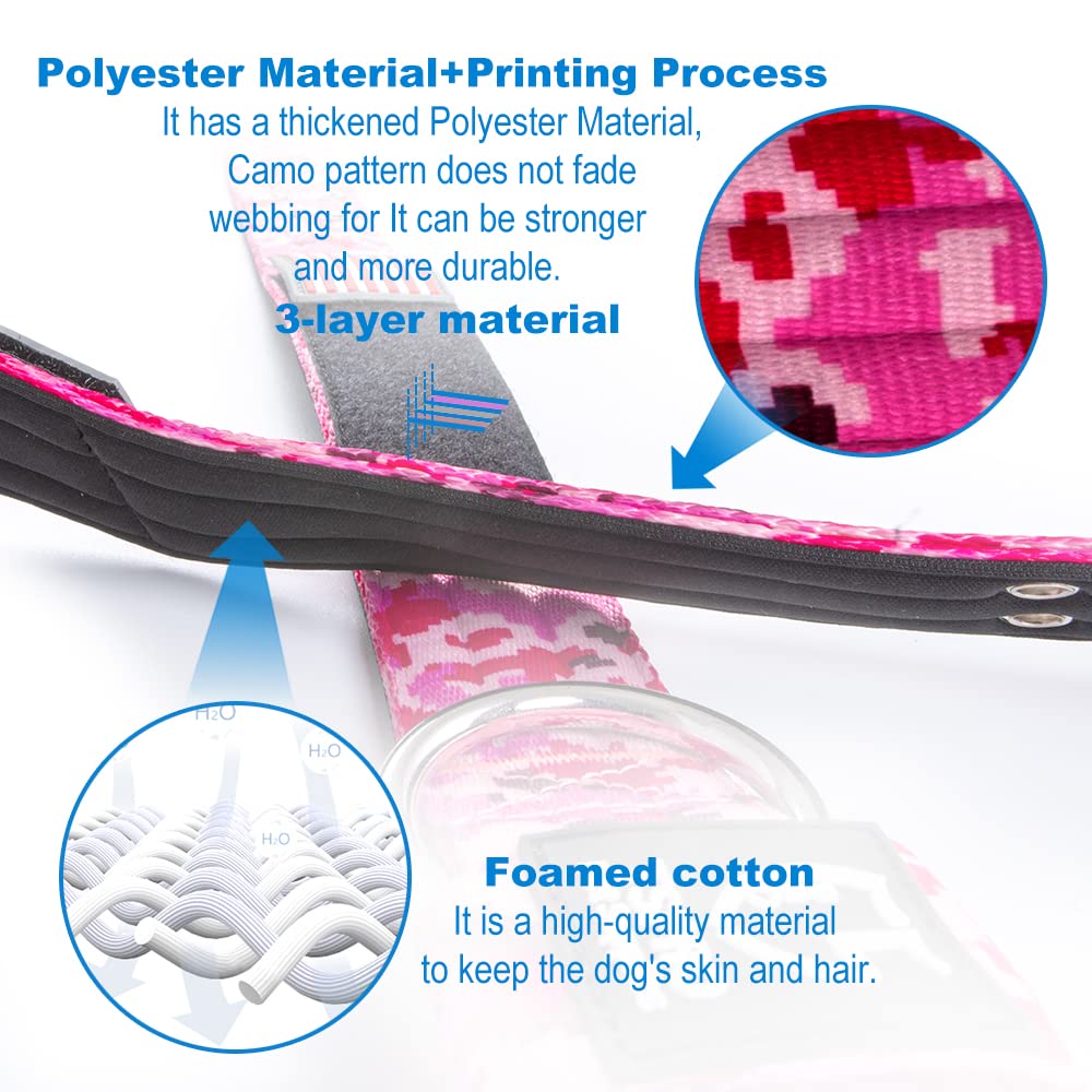 Tspro Tactical Dog Collar, 1.5 Inch Wide, Camo Green, Polyester, Heavy Duty Metal Buckle, Size S