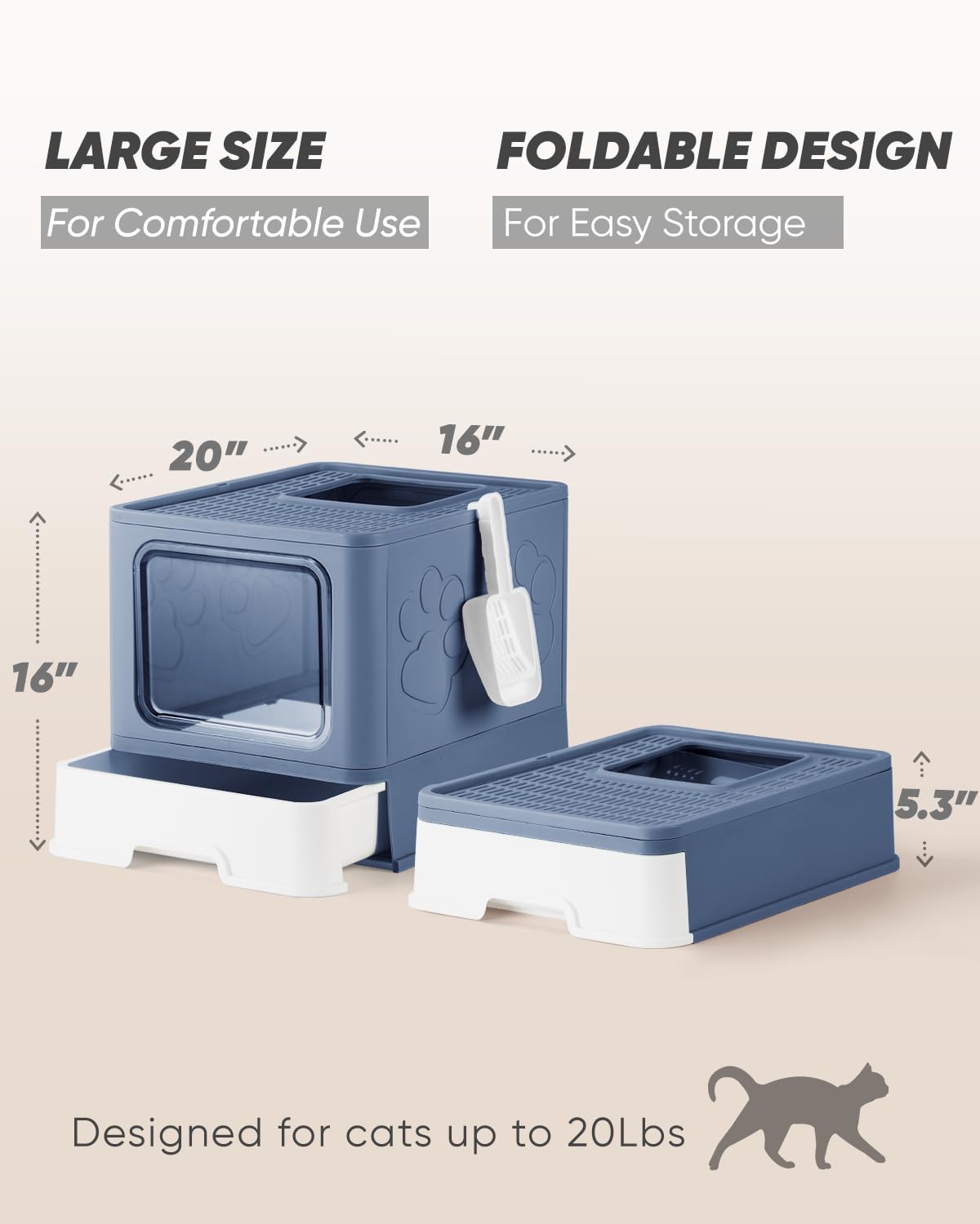Qualasision Enclosed Cat Litter Box, Large Litter Box for Big Cats, Covered Kitty Litter Boxes with Lid, Top Entry Cat Box Enclo