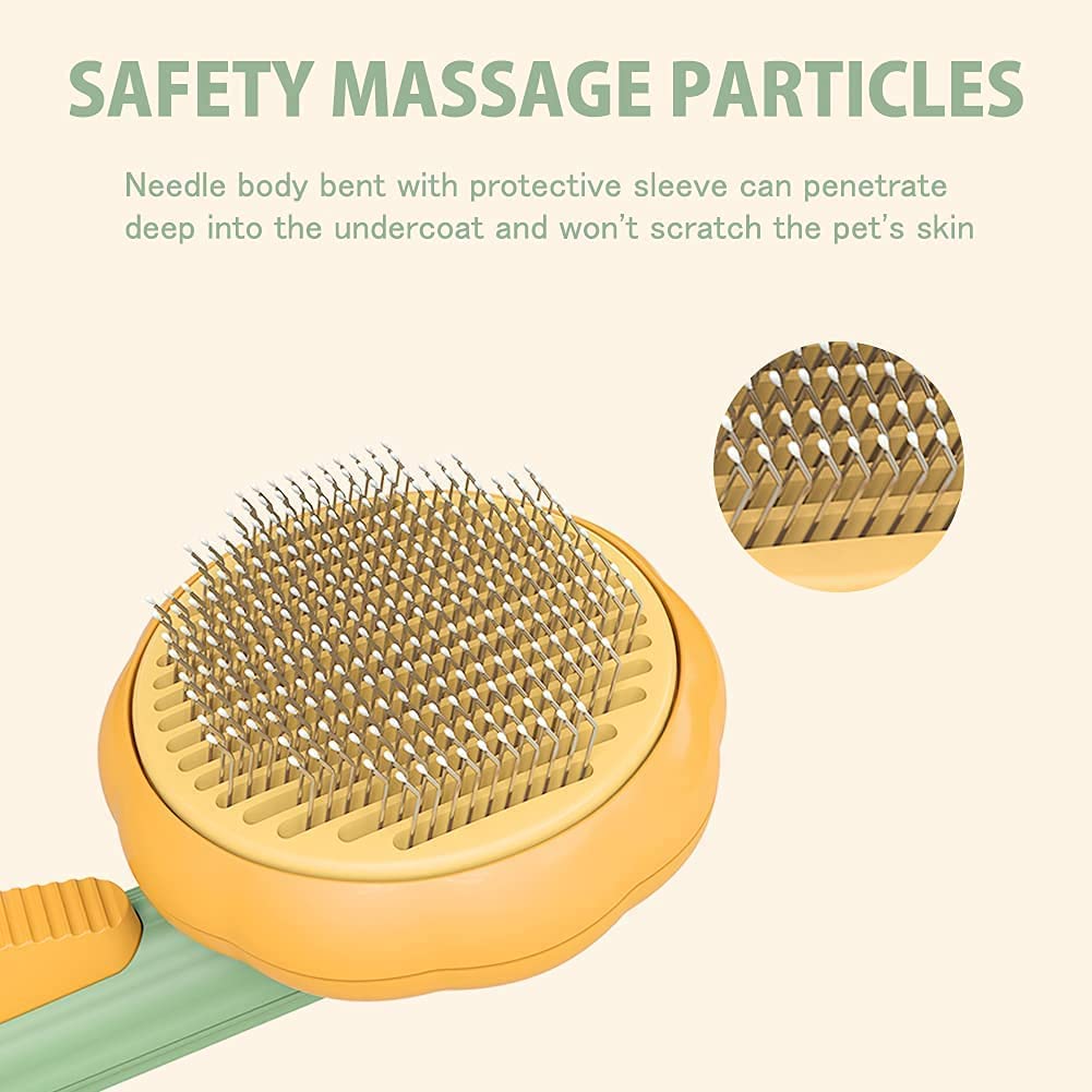 Pumpkin Pet Brush, Awpland Self Cleaning Cat Brush With Hair Release For Shedding And Grooming, Deep Cleaning Cat Brushes For Indoor Cats Dogs Puppy Rabbits