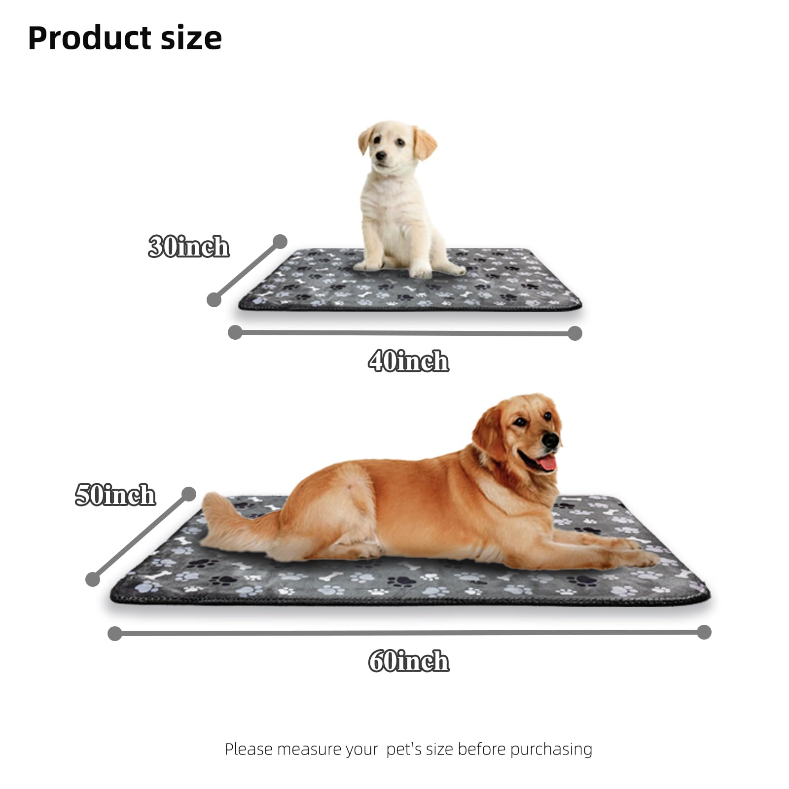 Aiwek Waterproof Dog Blanket, Pattern Printing Super Soft Warm Fluffy Facecloth Sofa Car Bed Protector, Urine Proof Washable Out