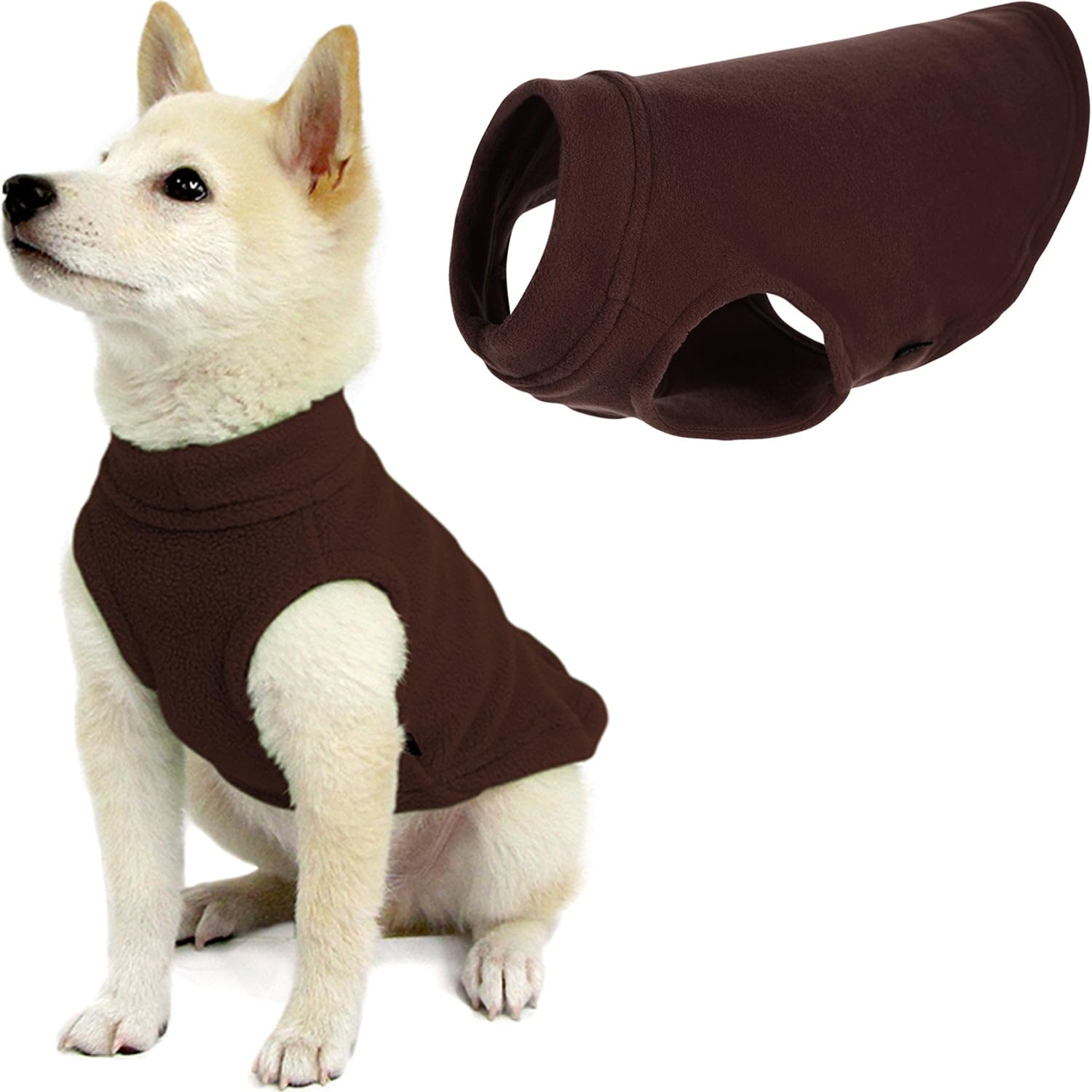 Gooby Stretch Fleece Vest Dog Sweater - Brown, Small - Warm Pullover Fleece Dog Jacket - Winter Dog Clothes For Small Dogs Boy Or Girl - Dog Sweaters For Small Dogs To Dog Sweaters For Large Dogs