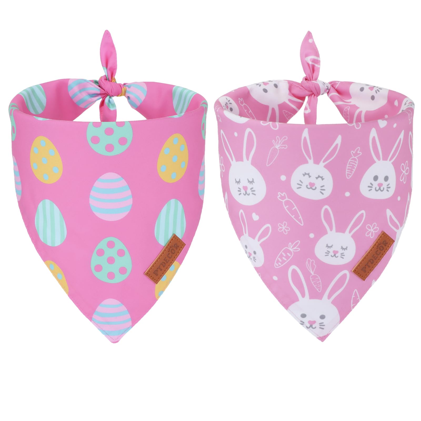 Ptdecor Easter Dog Bandana, Reversible Holiday Easter Dog Scarf, Multi Size, Pink Female Bandanas For Medium Large Pets (Large)