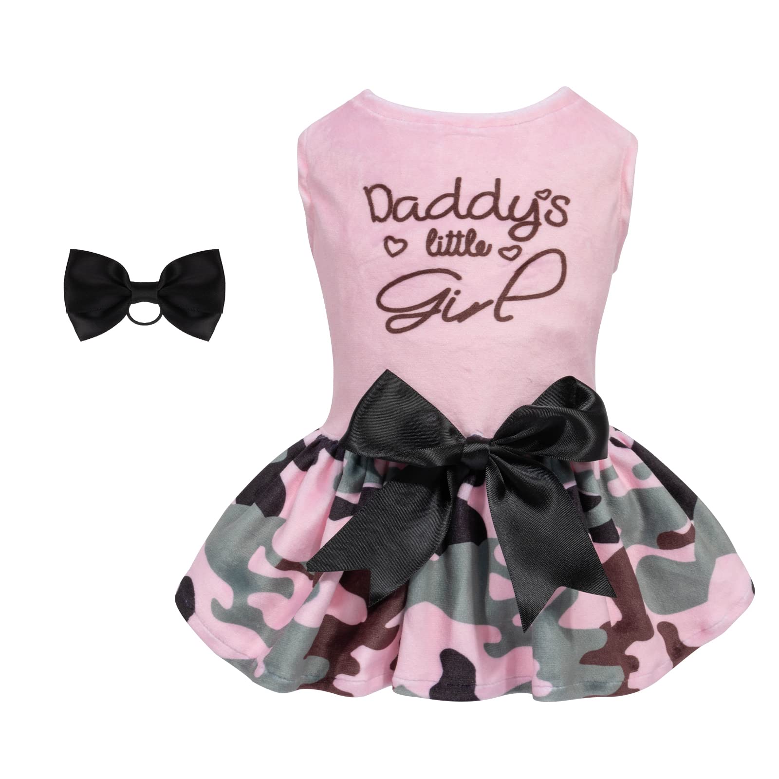Cutebone Daddy'S Little Girl Dog Dress For Small Dogs Pink Skirt Puppy Velvet Dresses Dog Clothes Cva21L-D