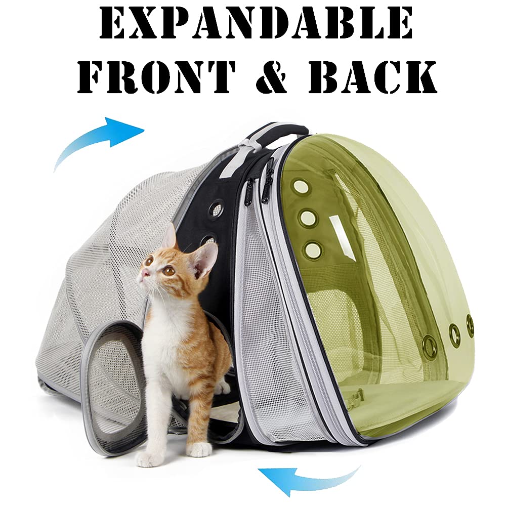 Dual Expandable Polarized Cat Backpack Carrier, Fit Up To 20 Lbs, Expandable Front & Back Space Capsule Polarized Bubble Pet Carrier For Large Cat And Small Dog, Pet Carrying Hiking Traveling Backpack