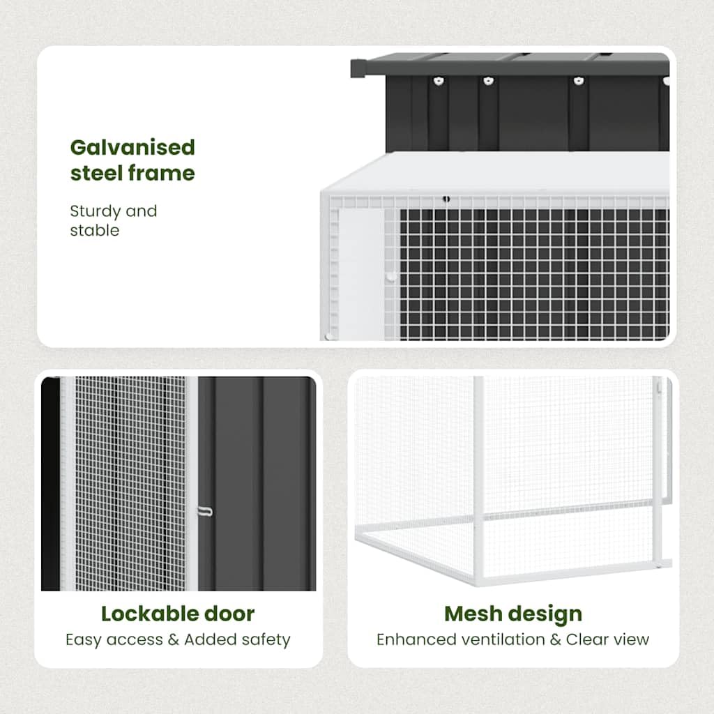 vidaXL Rabbit Cage for Indoor/Outdoor Use - Spacious Design with 78.7x35.8x39.4 Dimensions, Galvanized Steel Construction, Anthr