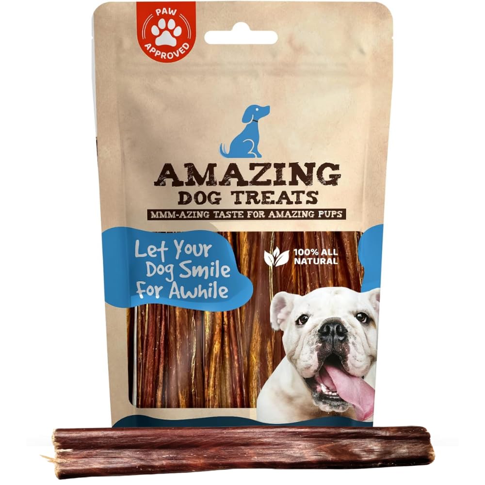 Amazing Dog Treats Gullet Sticks for Dogs - 6 Inch Beef Gullet Jerky Chews - 40 Count