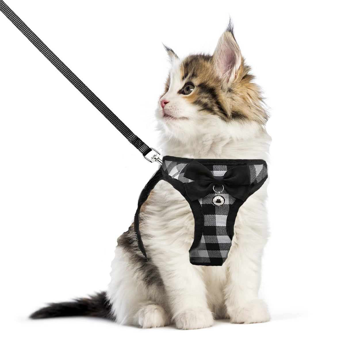Cat Leashes And Harnesses For Walking,Breathable Soft Kittens Vest For Cats Dogs, Kitten Harness Escape Proof With Bell And Bow-