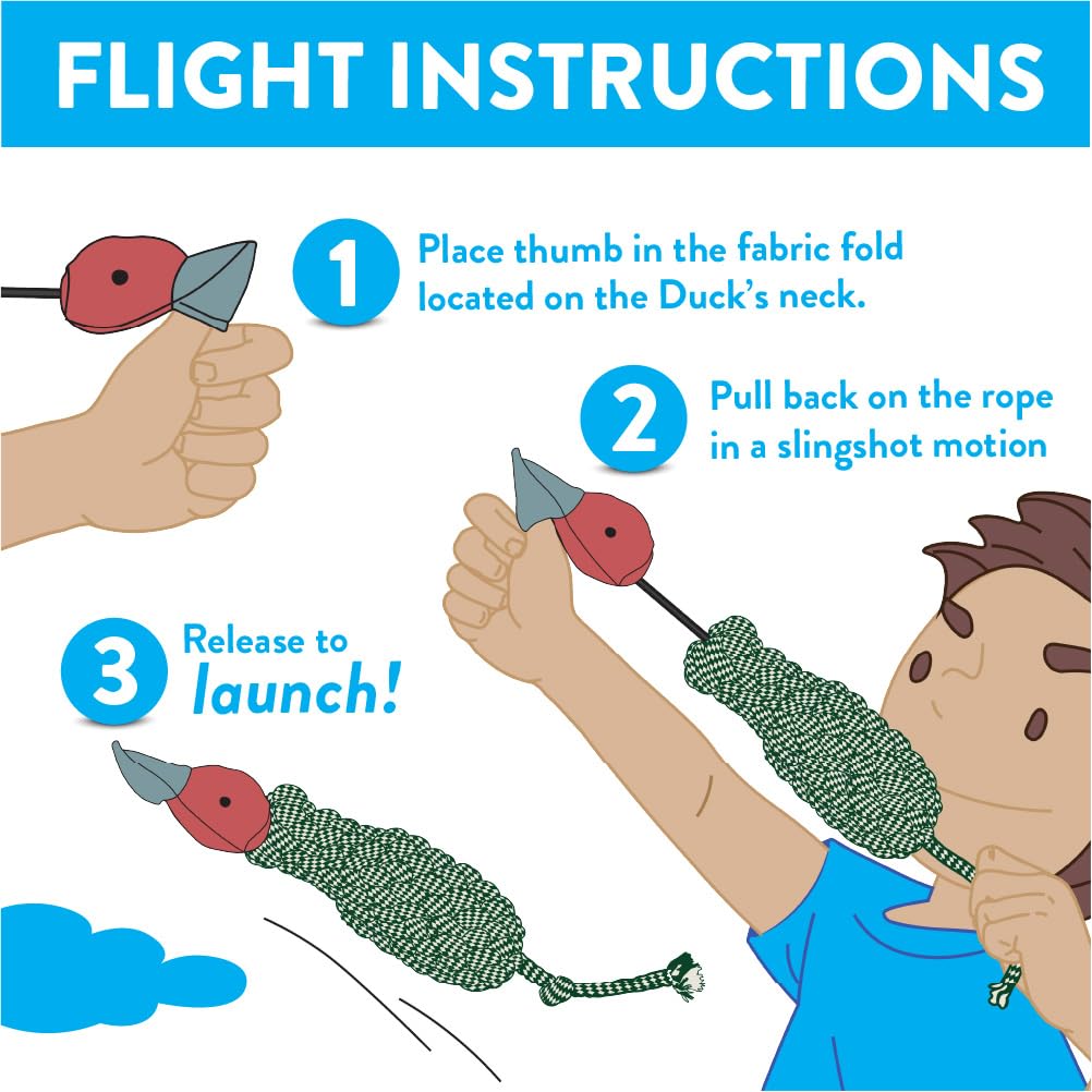 Spunky Pup Fly & Fetch Dog Toy - Durable, Floating, Interactive Bungee Launcher For Fetch And Water Play, Rope Duck