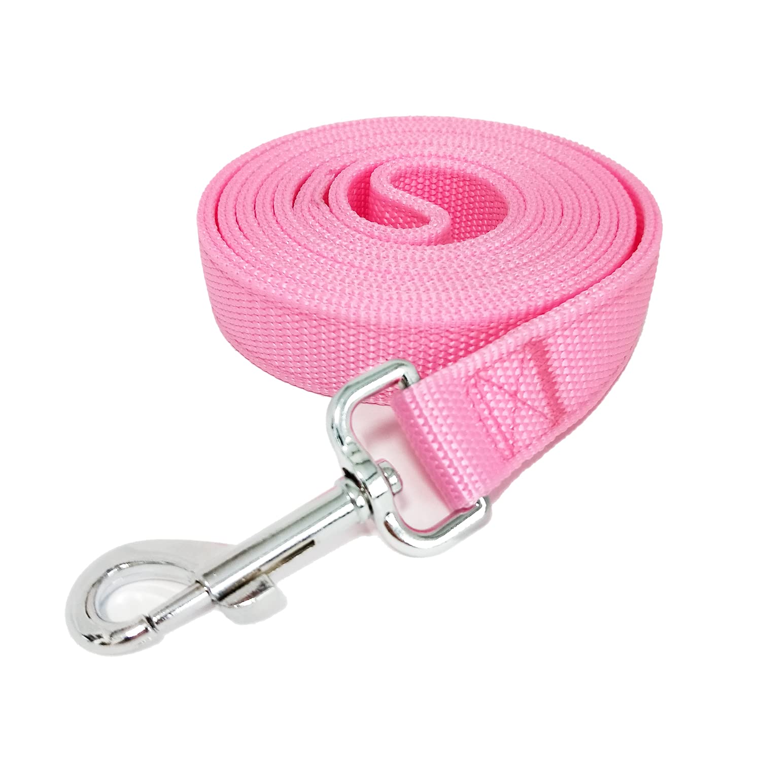 Strong Nylon Dog Leash With 2-Layer, 4 Ft/ 6 Feet Long, 1 Inch Wide For Medium Large Dogs (1'' X 7 Ft, Pink)