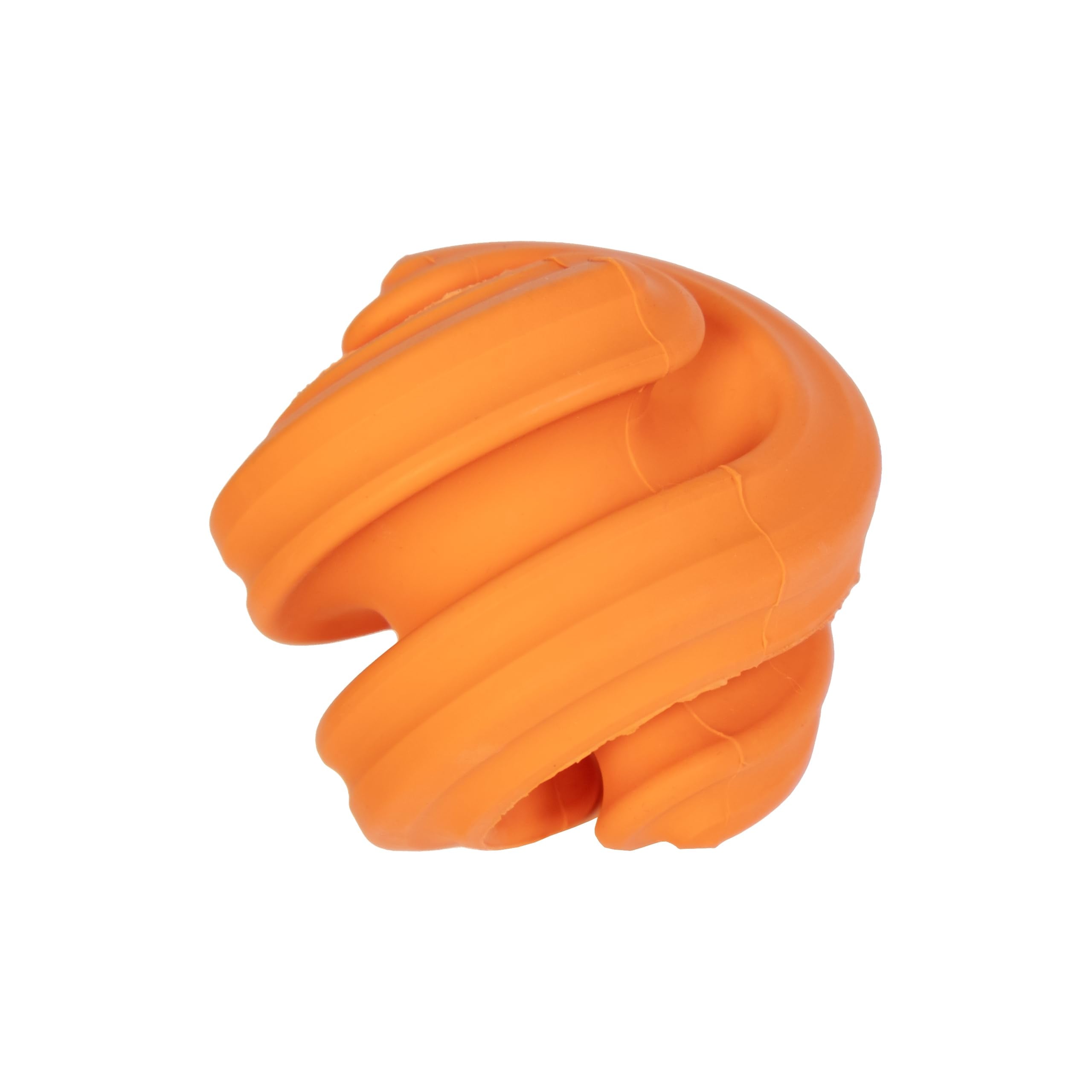 Petdreamhouse Chewtastic Geometrics Natural Rubber Enrichment Dog Toy Geo-Hex Orange, Engaging Rolling And Unpredictable Bounce,