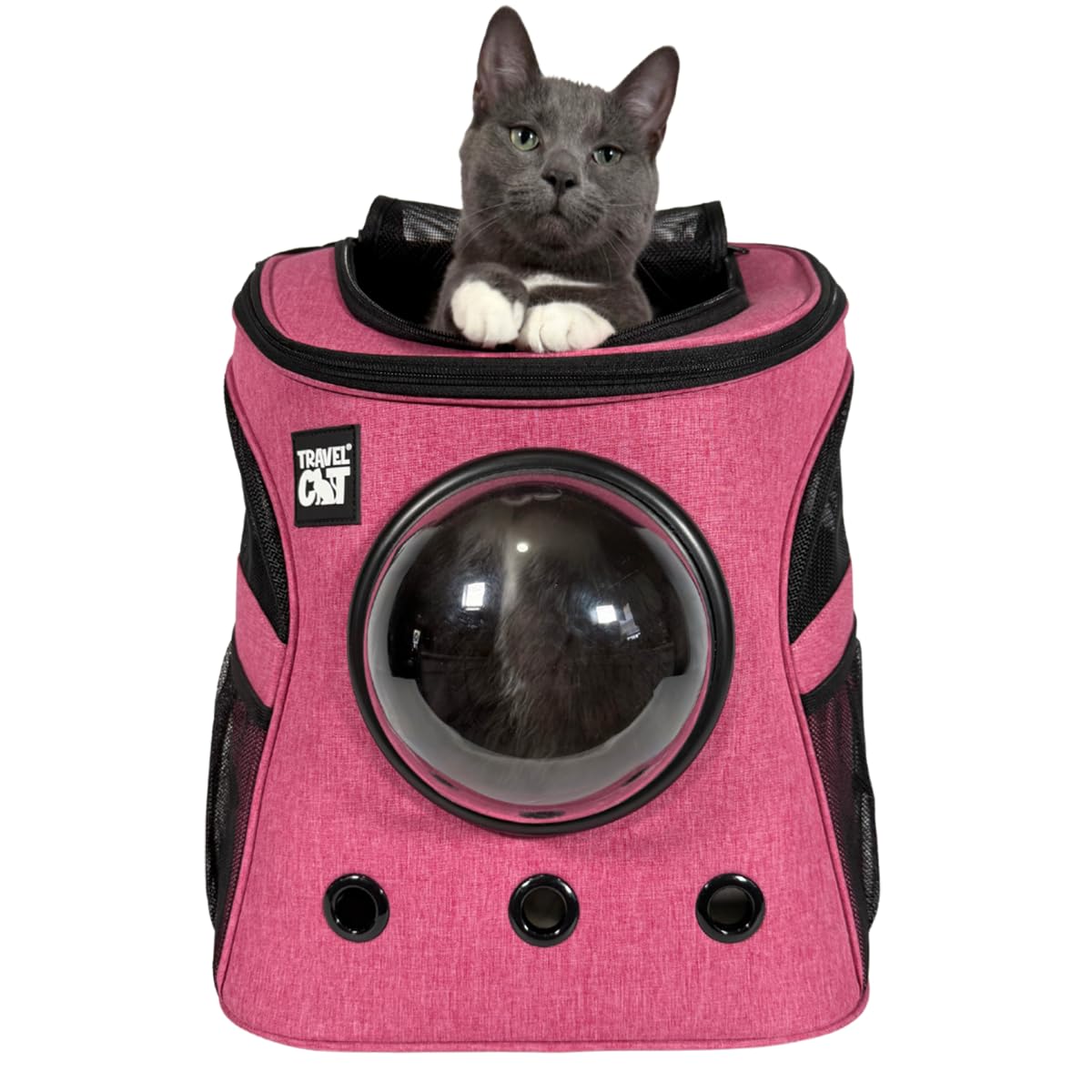 Fat Cat Backpack Carrier - Airline Approved Cat Carrier With Space Capsule Bubble For For Small Cats, Kitten - Premium Deep Rose