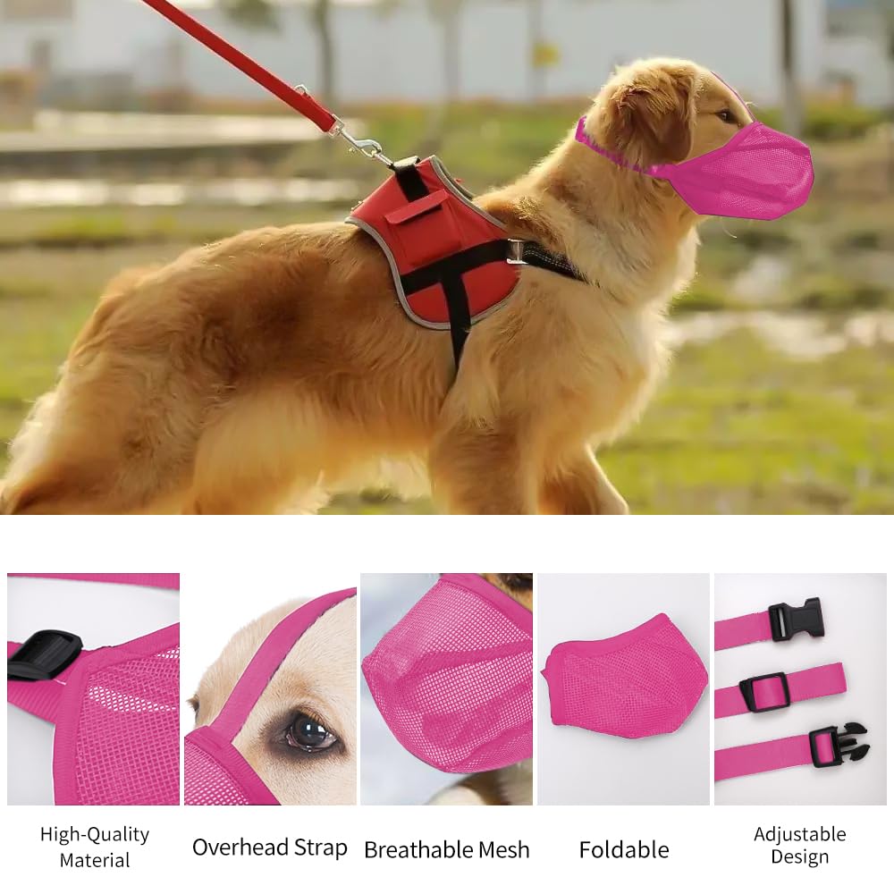 Miavers Dog Muzzle, Soft Mesh, Large, Pink