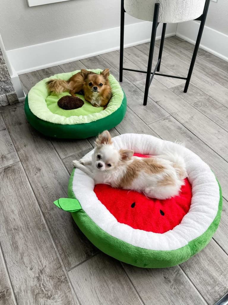 TONBO Watermelon Dog Cat Bed, Soft Plush, 24" Diameter, Washer & Dryer Friendly, Cozy Polyester