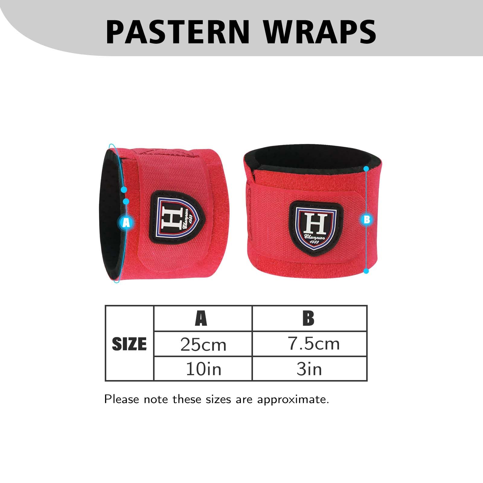 Harrison Howard Durable Shock-Absorbent Breathable Impact Protection Pastern Wraps For Horse Sold In Pairs Red