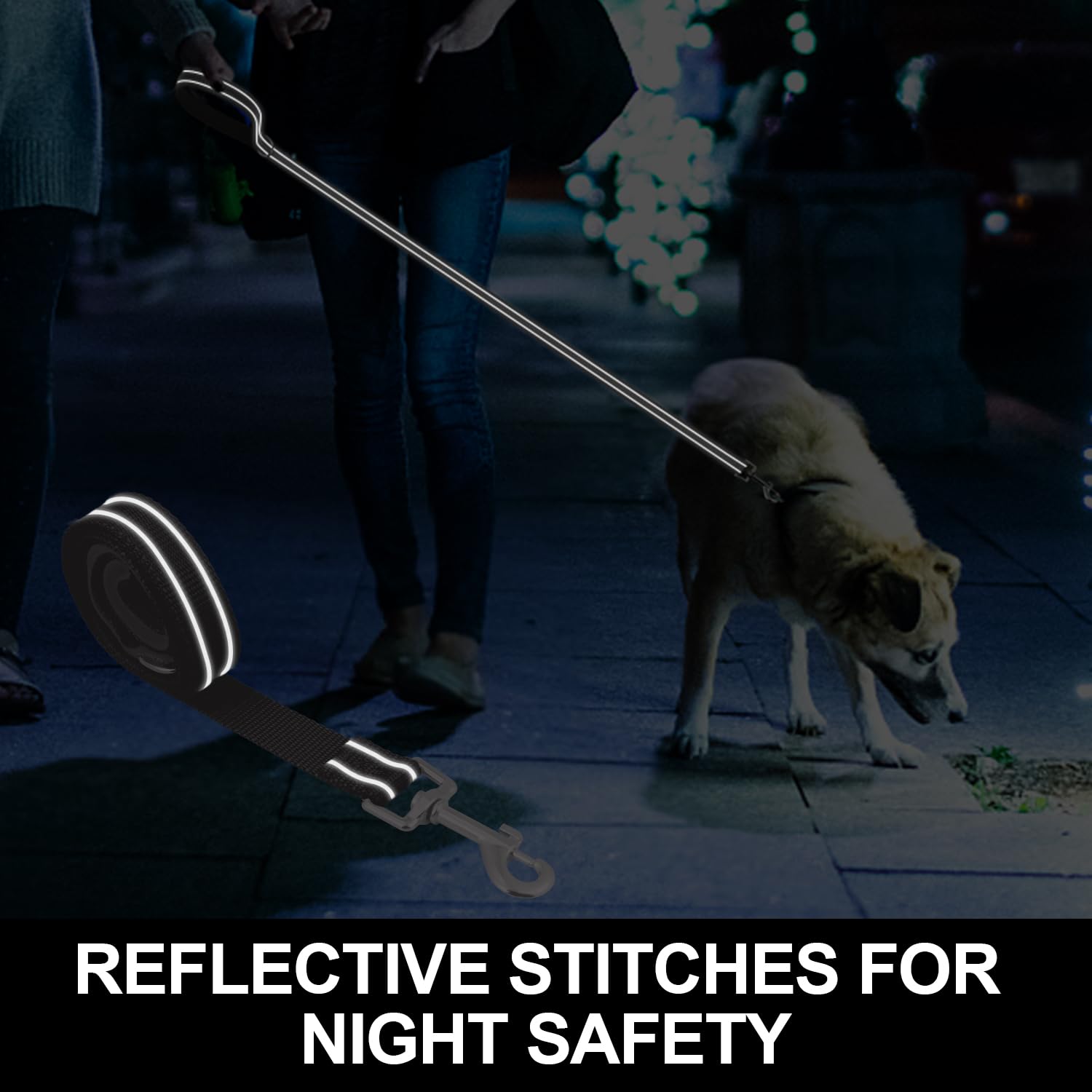 Usunyvora Reflective Nylon Dog Leash For Walking,Strong Dog Leash With Padded Handle For Medium And Large Dogs,6 Ft,Black