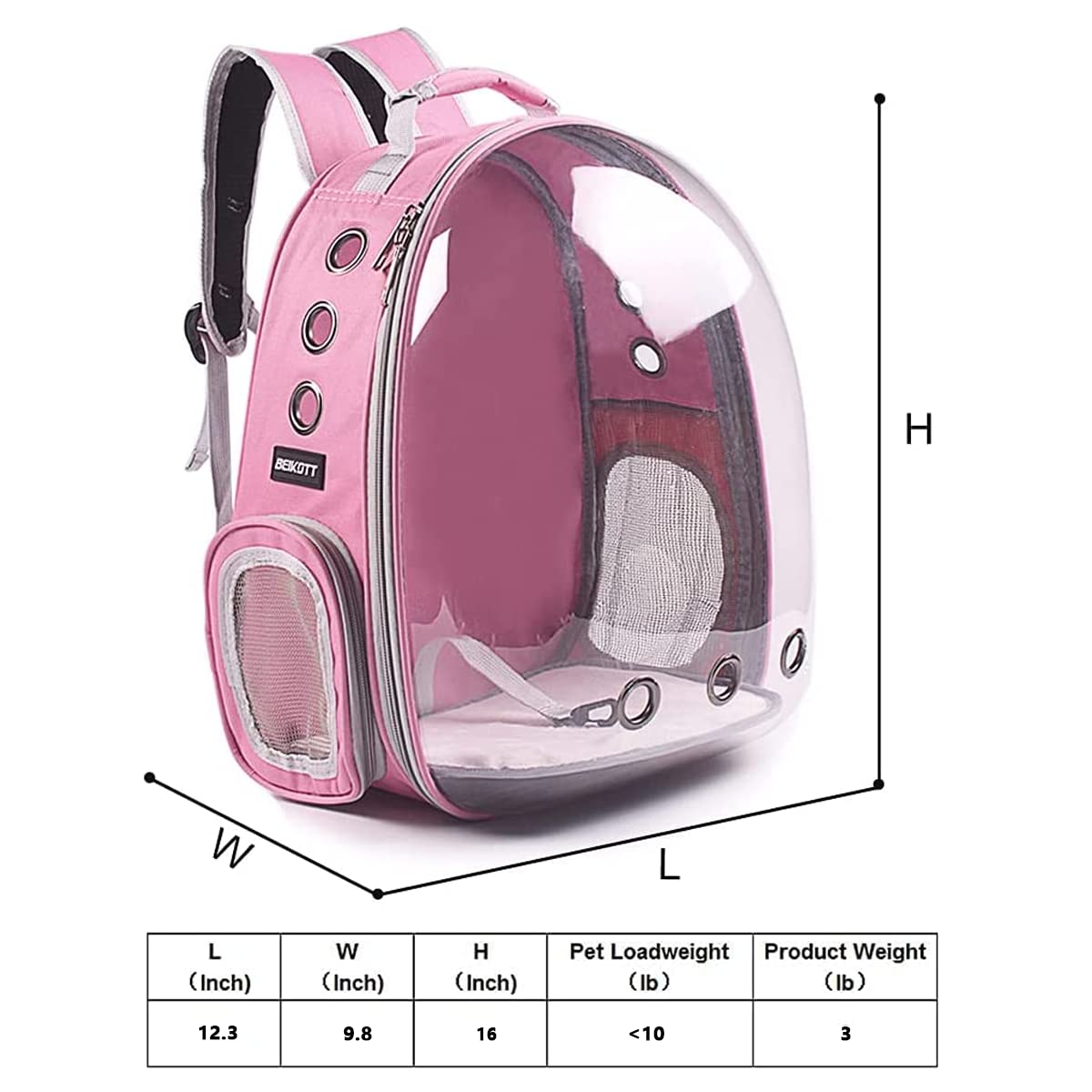 Beikott Cat Backpack Carriers Bag, Dog Backpack, Pet Bubble Backpack For Small Cats Puppies Dogs Bunny, Airline-Approved Ventilate Transparent Capsule Backpack For Travel, Hiking And Outdoor Use