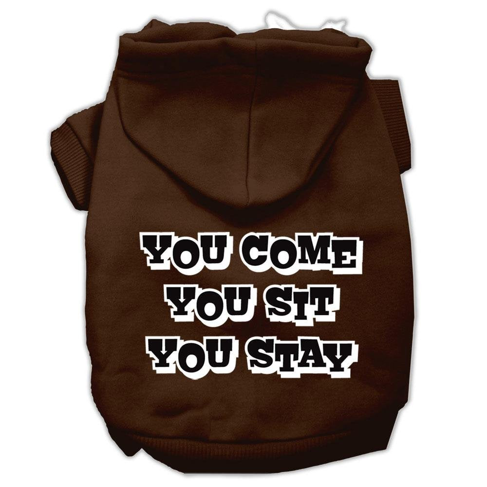 Mirage Pet Products 62-51 XXXLBR You Come, You Sit, You Stay Screen Print Brown Pet Hoodie, 3X-Large