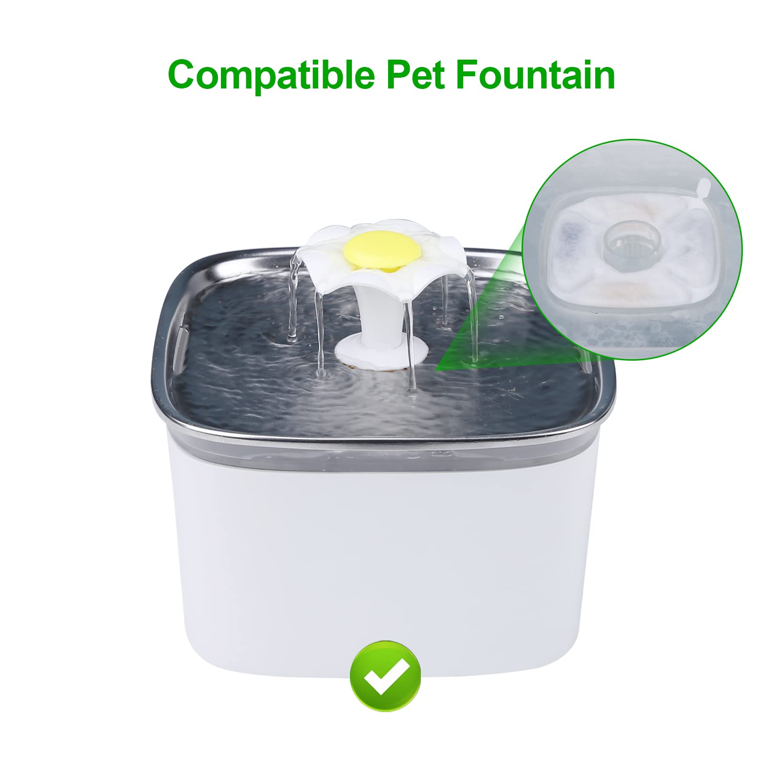 4 Pack Replacement Filters For 95Oz And 67Oz Automatic Pet Fountain, Bflicroy Cat Water Fountain Filter, Triple Filtration Pet Fountain Replacement Filters And 4 Pack Pre-Filter Sponges