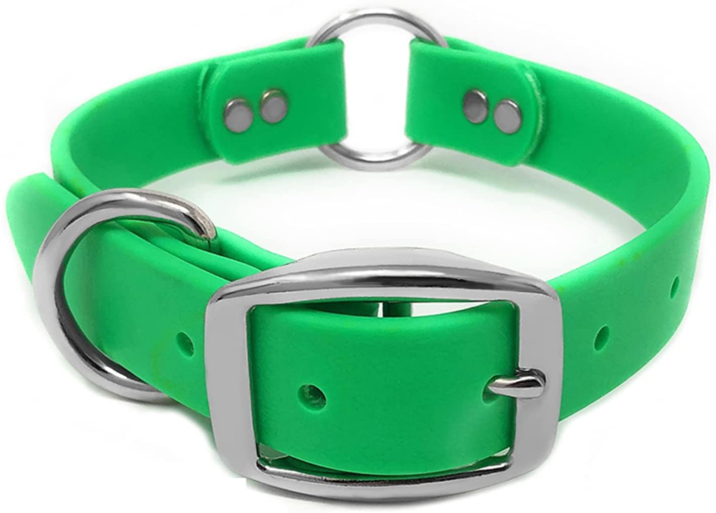 Regal Dog Products Large Light Green Waterproof Dog Collar With Heavy Duty Double Buckle & D Ring | Vinyl Coated, Custom Fit, Adjustable Biothane Dog Collar | Chew Resistant Waterproof Collar For Dogs