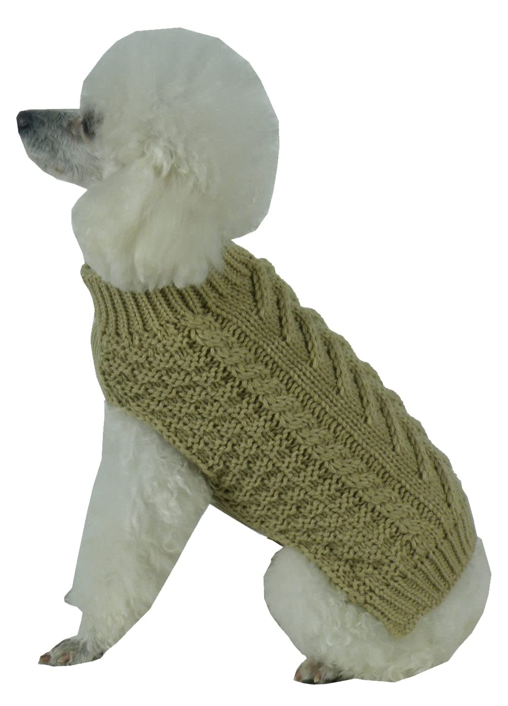 Pet Life  Swivel-Swirl Fashion Pet Sweater - Designer Heavy Cable Knitted Dog Sweater with Turtle Neck - Winter Dog Clothes Desi