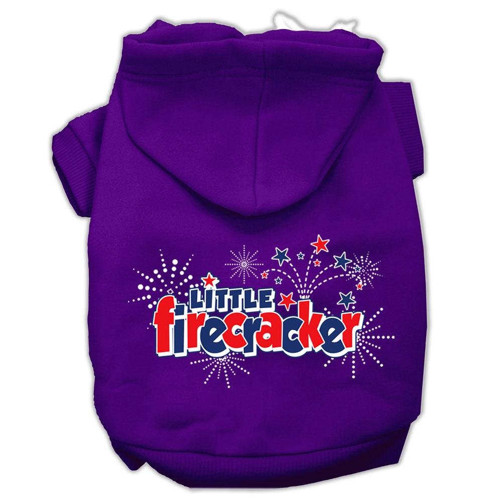 Pet Dog & Cat Hoodie Screen Printed, 'Little Firecracker' Purple Xl (14-20 Lbs.)