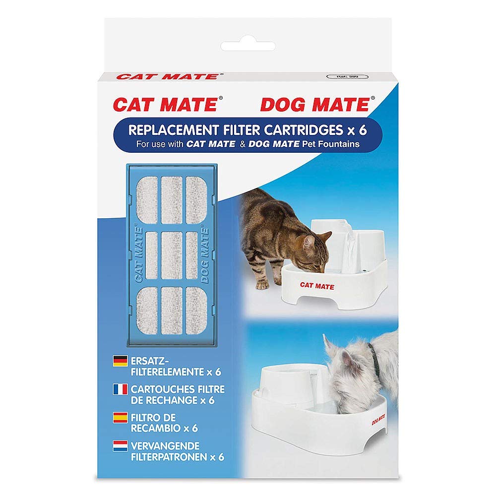 Cat Mate Replacement Filter Cartridge For Pet Fountain 6 Count