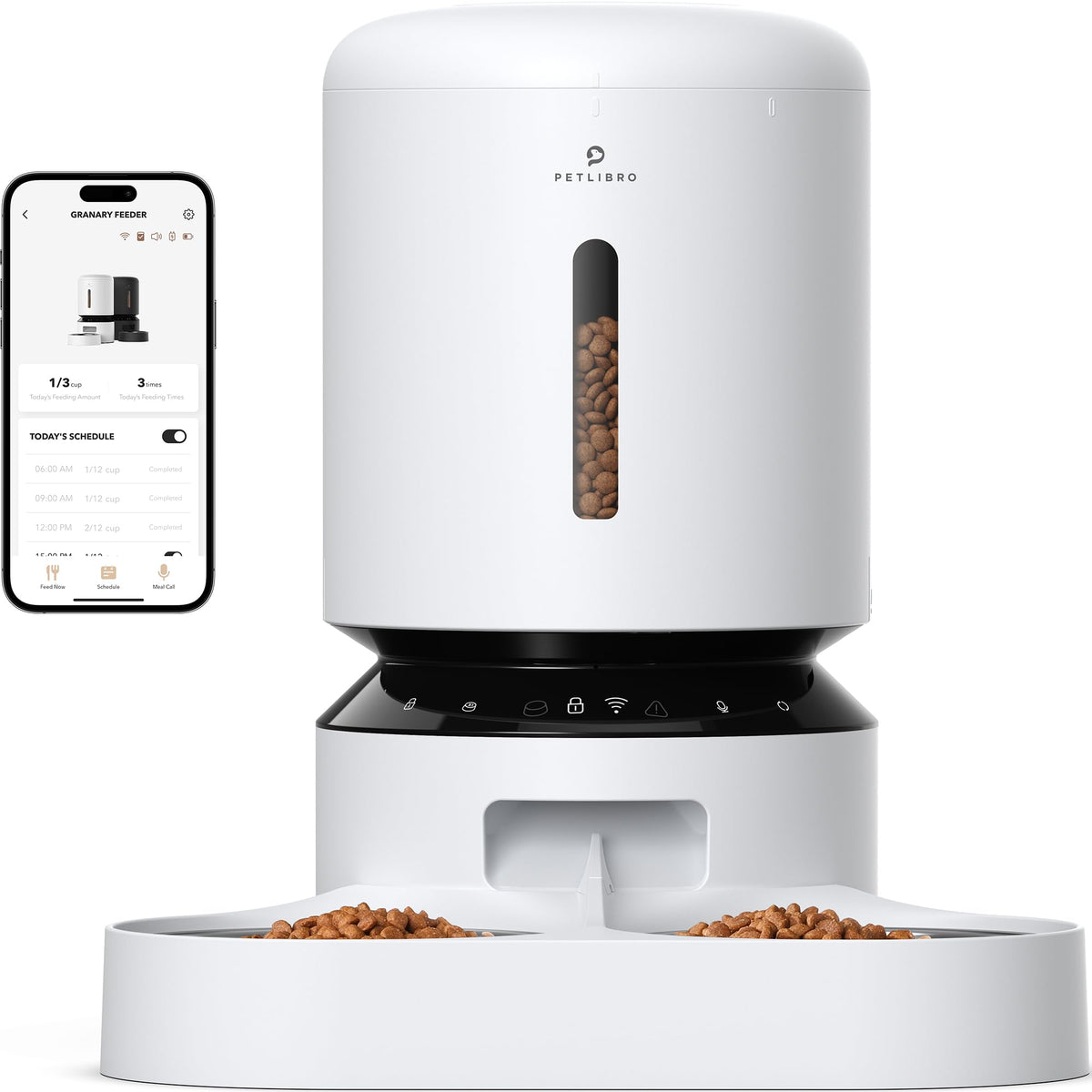 Petlibro Automatic Cat Feeder, Wifi Pet Feeder For 2 Cats Or Dogs With App Control, 5L Timed Cat Food Dispenser, Adjustable Meal Splitter, Fresh Food Storage, 10S Meal Call, Stainless Steel Bowls