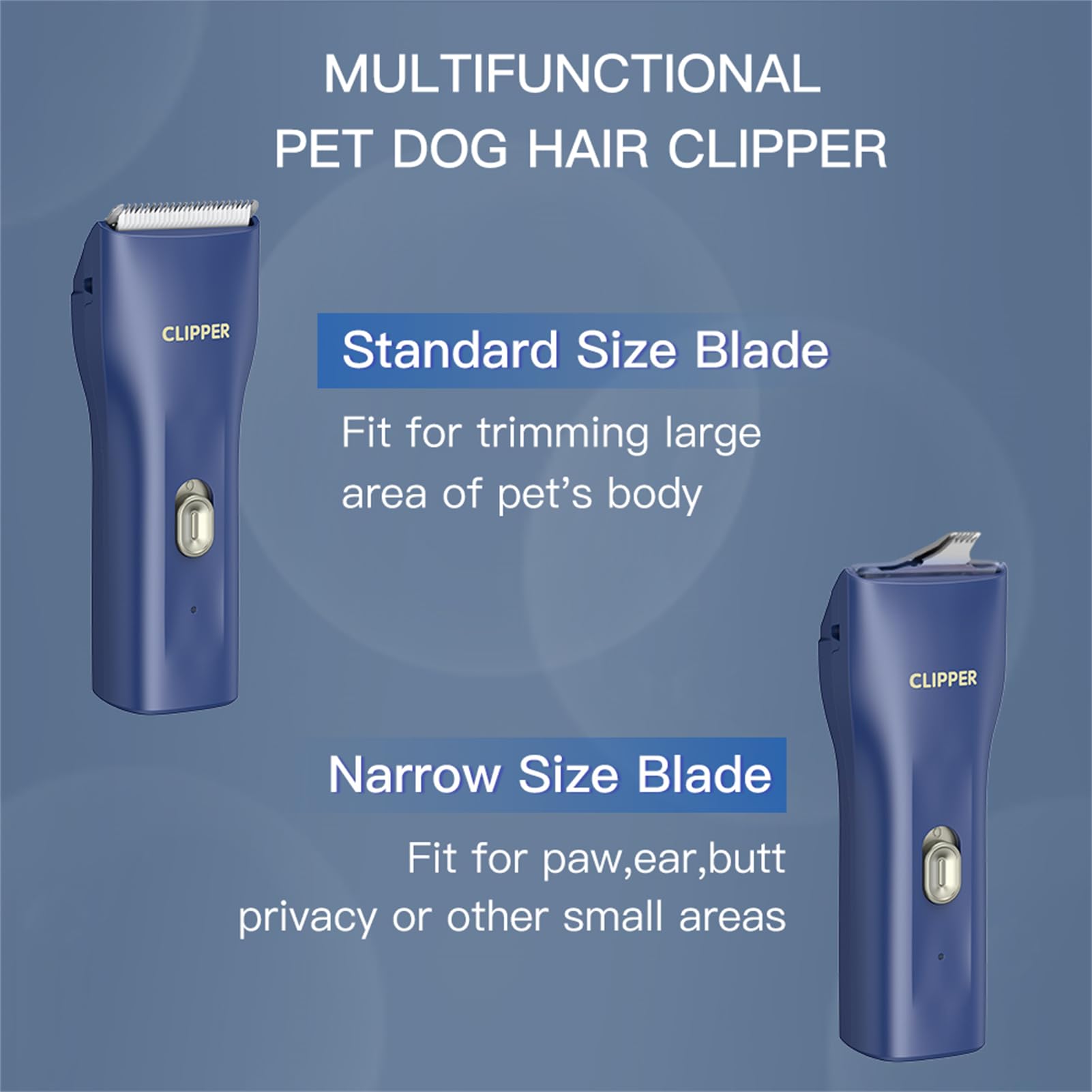 Founouly 2 In 1 Prowerful Home Professional Dog Grooming Kit Clipper Low Noise Usb Rechargeable Gifts For Dog Cat Blue,Mts006