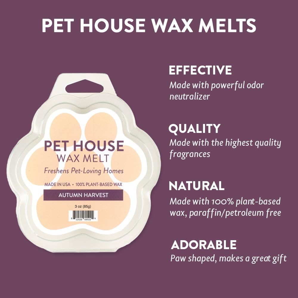 One Fur All Pet House Wax Melts - Autumn Harvest Pack of 2 - Pet Odor Eliminating Wax Melts - Long-Lasting Scented Wax Melts - P