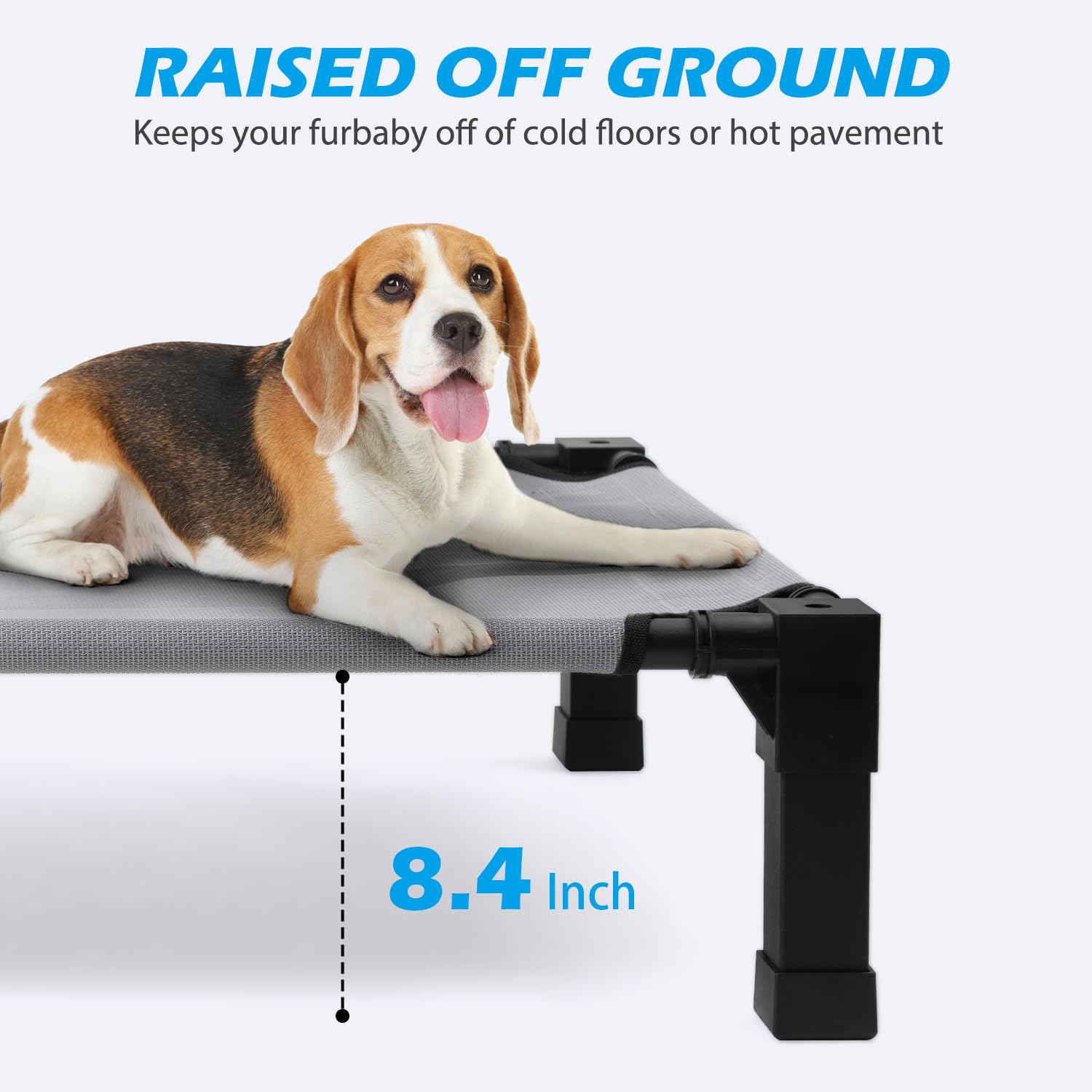 Cooling Elevated Dog Bed, Raised Dog Bed with Washable Breathable Mesh and Metal Frame, Portable Dog Cot Bed with No-Slip Feet f