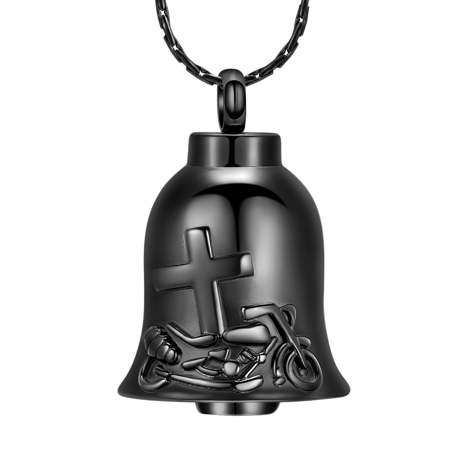 Aiwenxi Bell Urns Necklace Cross Motorcycle Cremation Keychain Urns Keychain Keepsakes Memorial Ash Pendant Jewelry