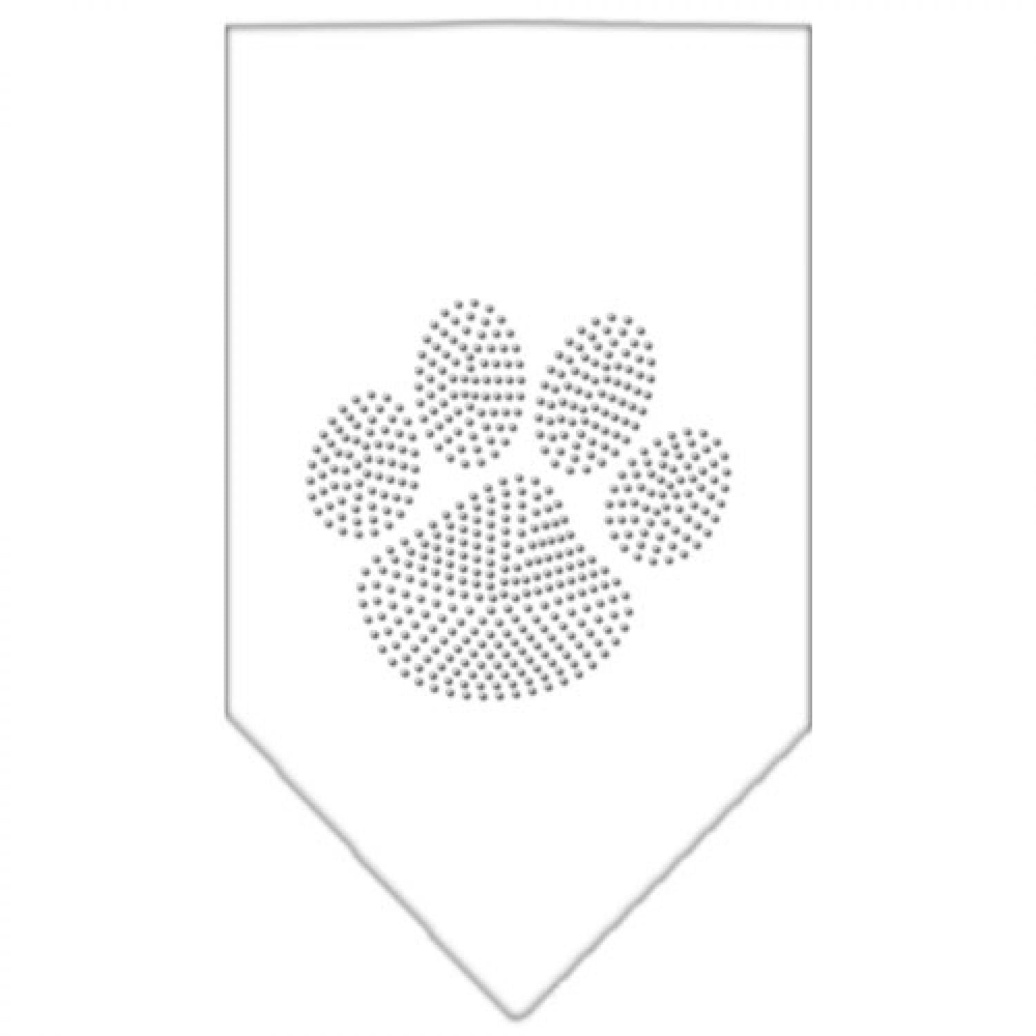Pet and Dog Bandana Rhinestone, Paw Clear White Large