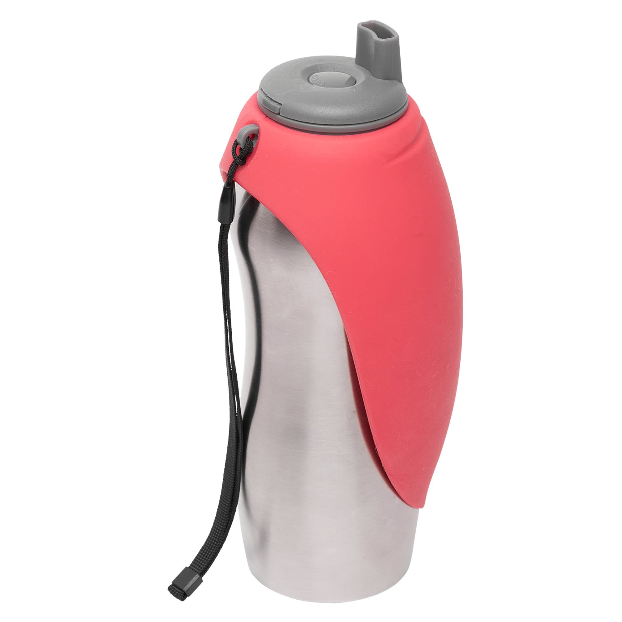 Messy Mutts Stainless Steel Travel Water Bottle with Silicone Flip Up Bowl | Pet Travel Necessity | Camping, Hiking, Walking Acc