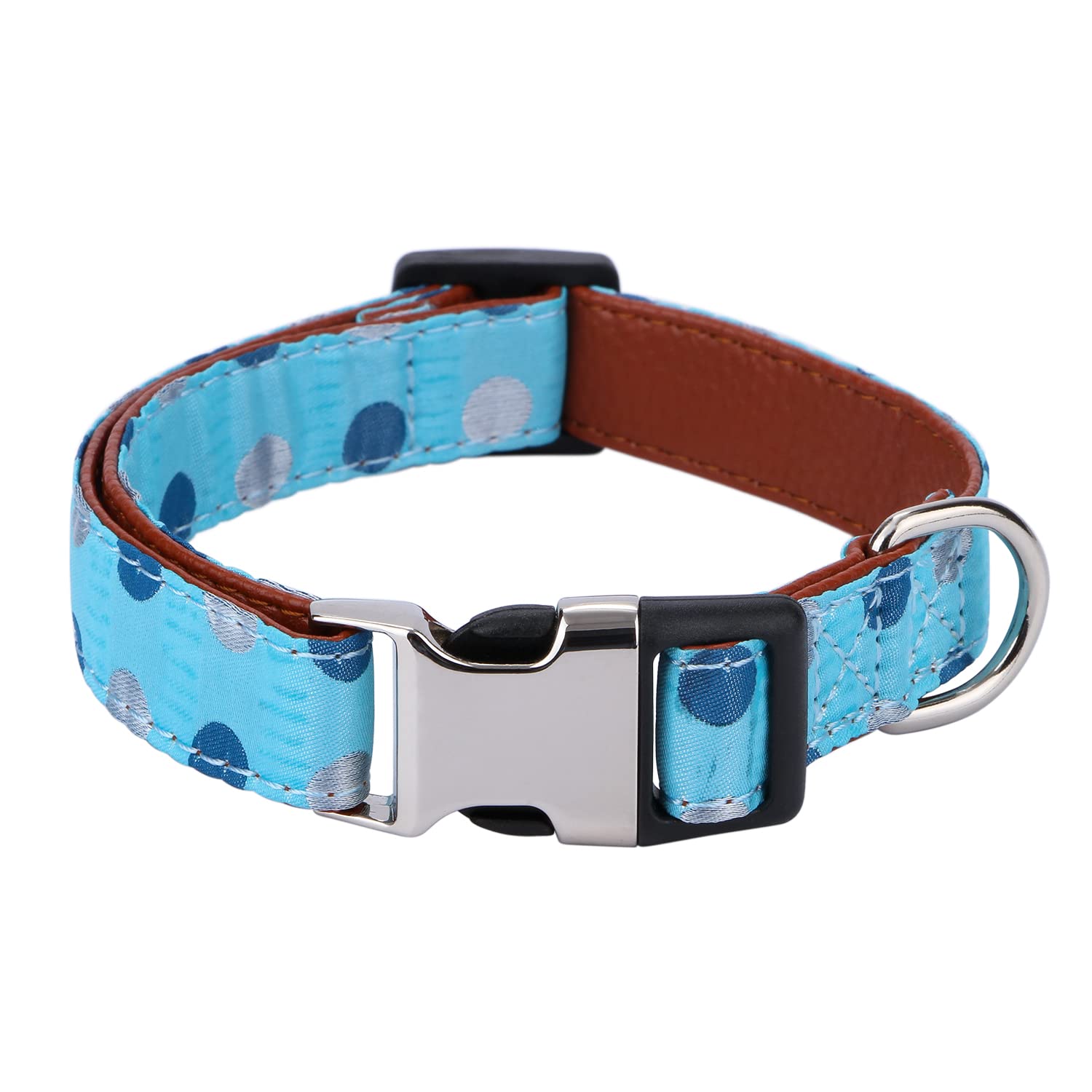 Rhea Rose Bowtie Dog Collar Blue Polka Dots Small