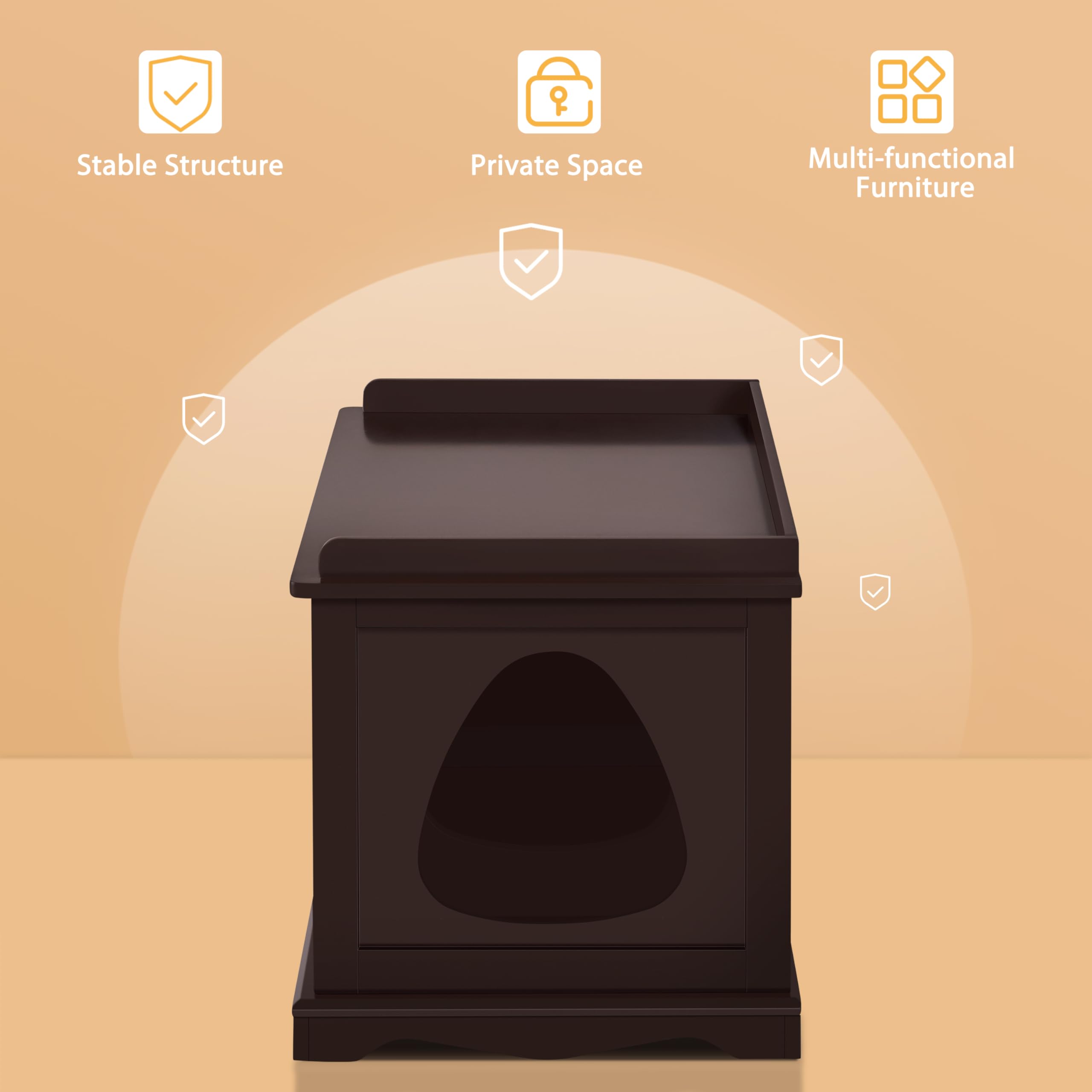 Yaheetech Cat Litter Box Enclosure, Hidden Pet Washroom Wooden Litter Cabinet Indoor Cat Litter Box Furniture, Decorative Pet Si