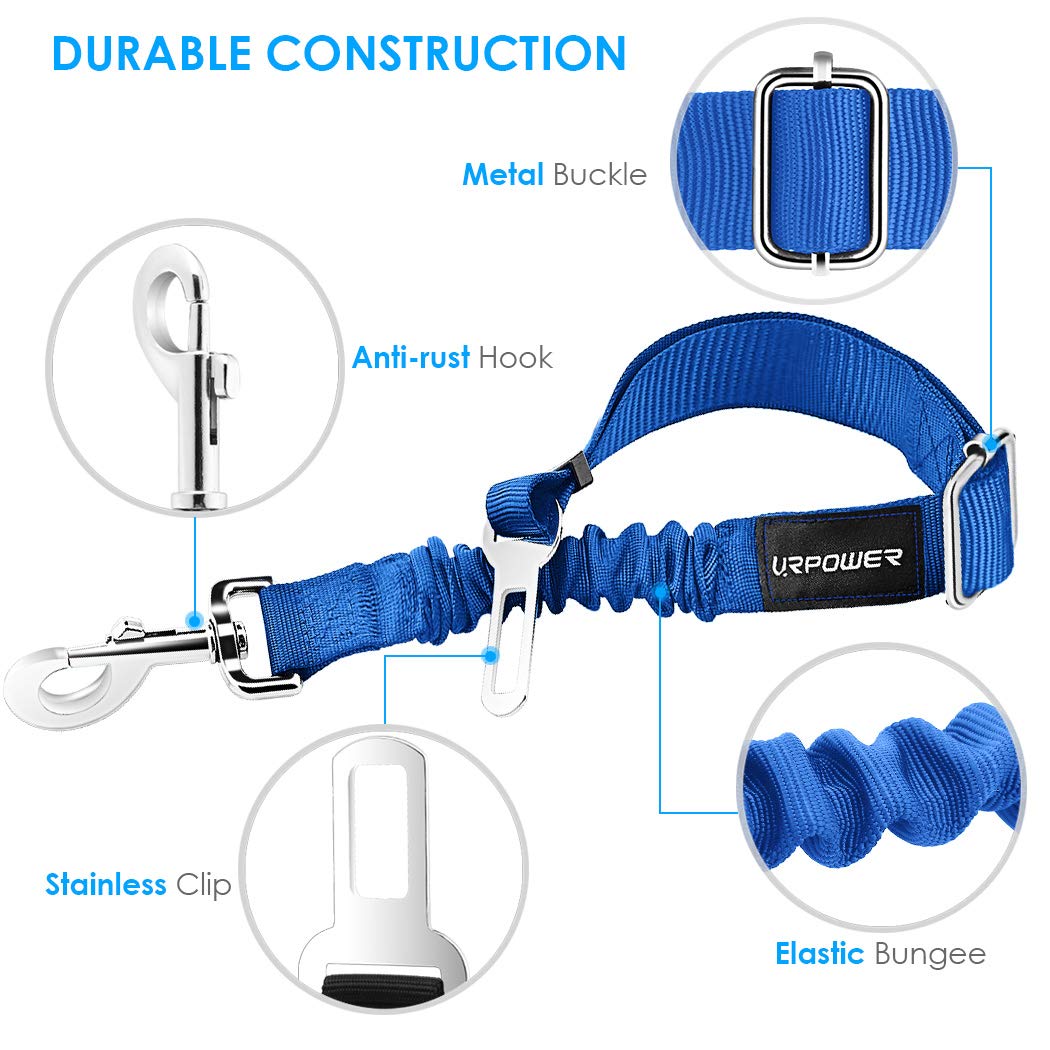 Urpower Upgraded Dog Seat Belt 2 Pack Dog Car Seatbelts Adjustable Pet Seat Belt For Vehicle Nylon Pet Safety Seat Belts Heavy Duty & Elastic & Durable Car Seat Belt For Dogs, Cats And Pets