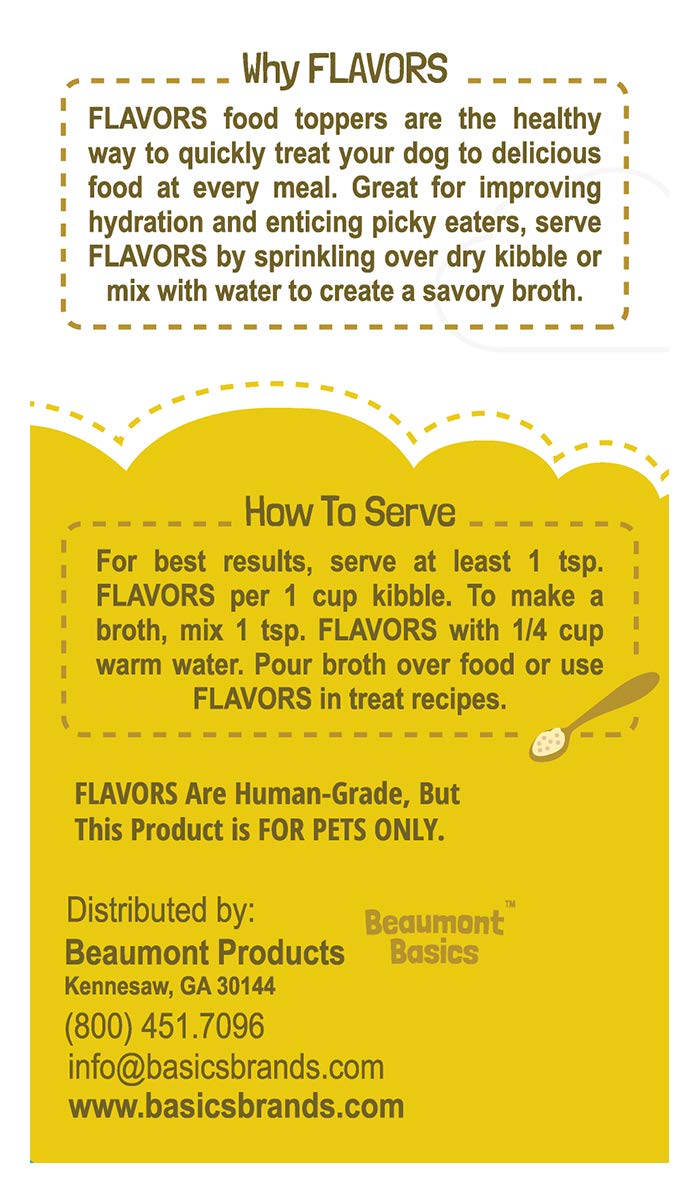 BEAUMONT BASICS Flavors Food Topper and Gravy for Dogs - Chicken Recipe with Bone Broth, 3.1 oz. - Natural, Grain Free - Perfect