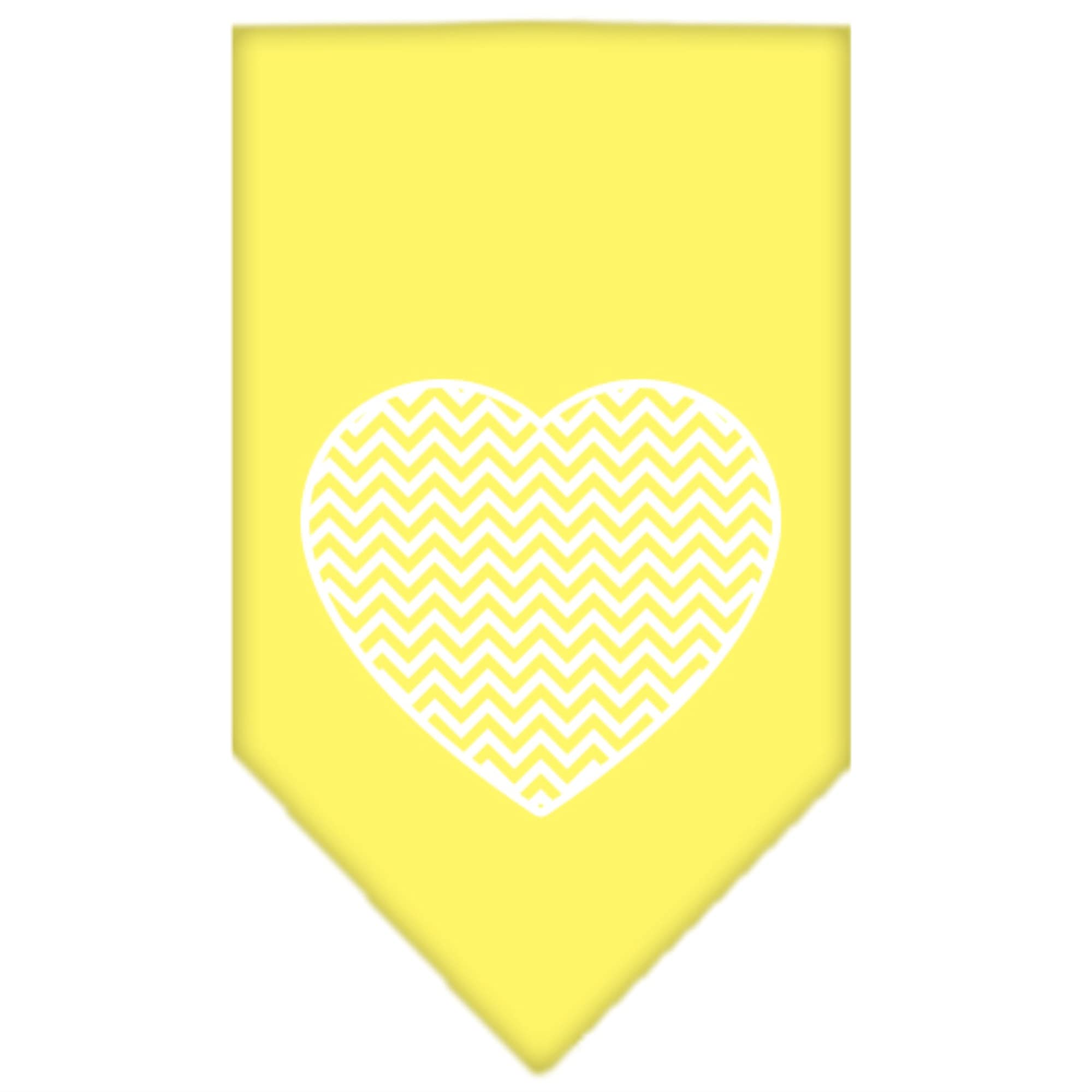 Pet and Dog Bandana Screen Printed, Chevron Heart Yellow Small