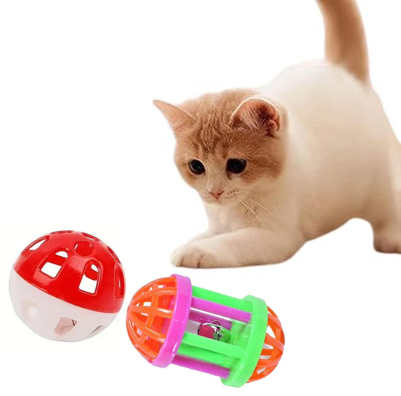 Rvpaws 2 Pcs Pet Toy Ball Hollow Cat Chasing Ball Toy Bell Ball Kitten Ball For Birds Pet Toy Balls With Bell Inside Noisy Bird 