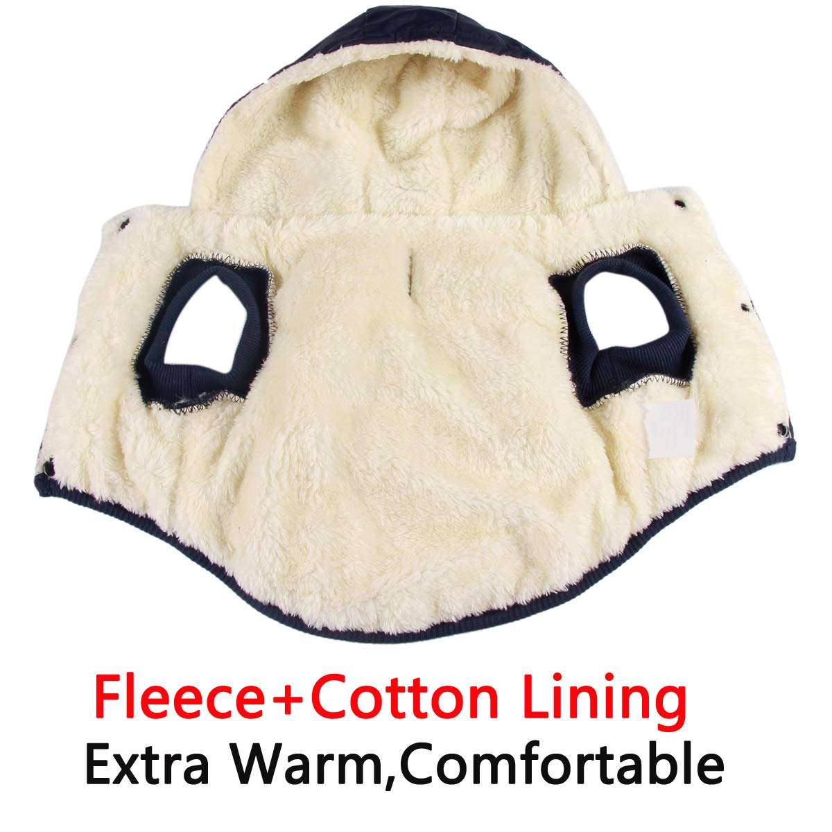 Vecomfy Fleece Lining Extra Warm Dog Hoodie In Winter For Small Dogs Jacket Puppy Coats With Hooded,Blue M