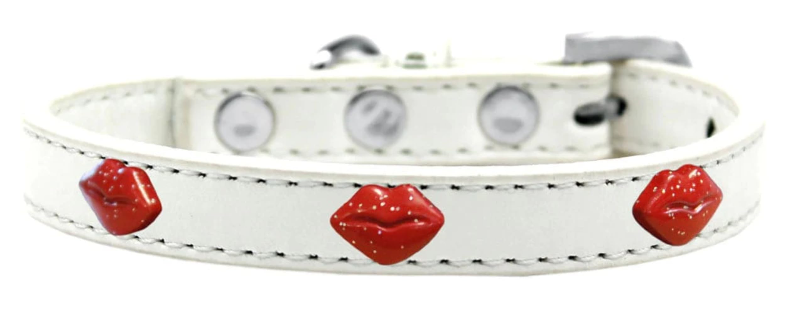 Dog, Puppy & Pet Widget Fashion Collar, Red Glitter Lips Black 20