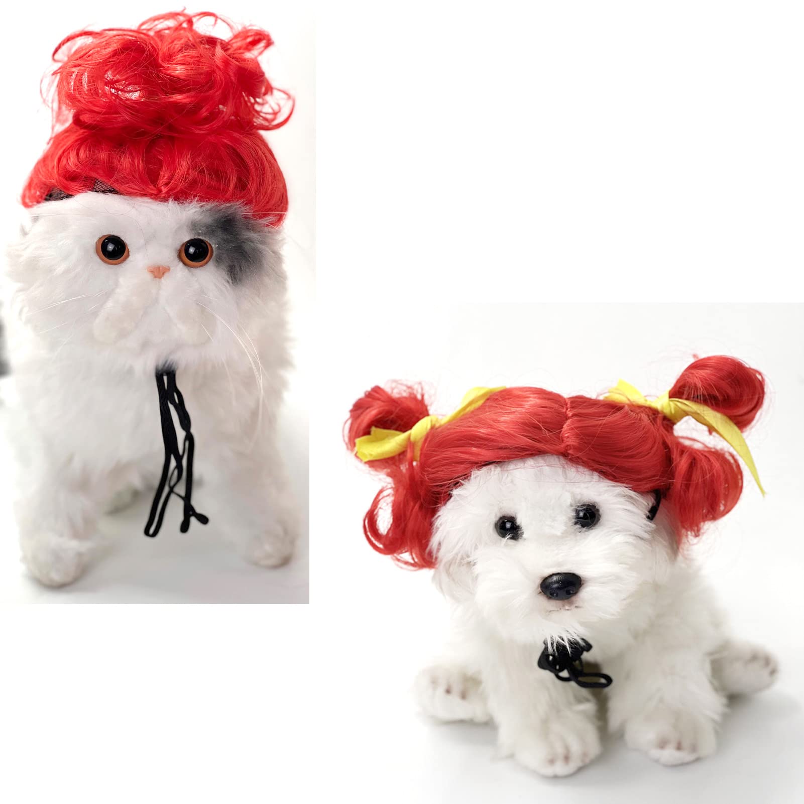 Funny Dog Cat Cosplay Wig, Pet Wigs For Halloween, Christmas, Parties, Festivals, Dog Wigs For Small Medium And Large Dogs (Wine Red)