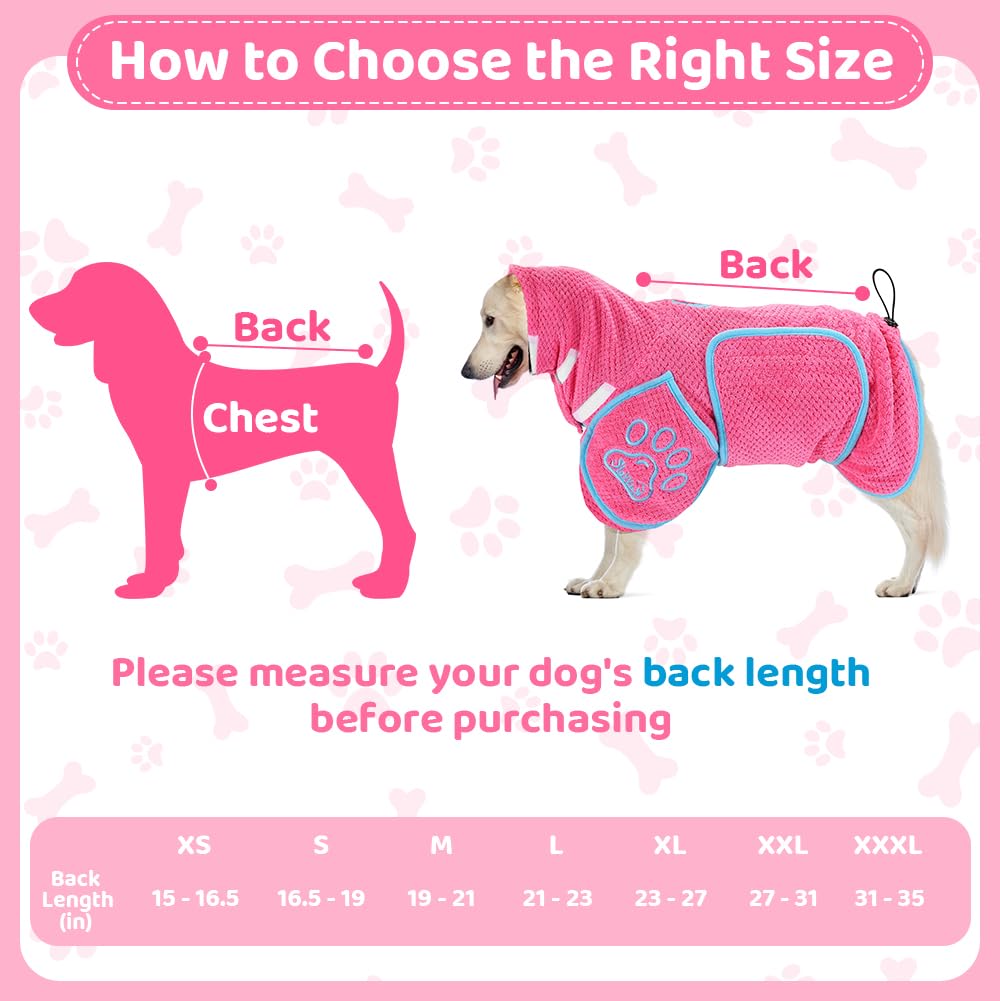Slowton Dog Bathrobe Towel - Super Absorbent Microfiber Pet Quick Drying Towel, Wearable Soft Bath Robes For After Bath Shower S