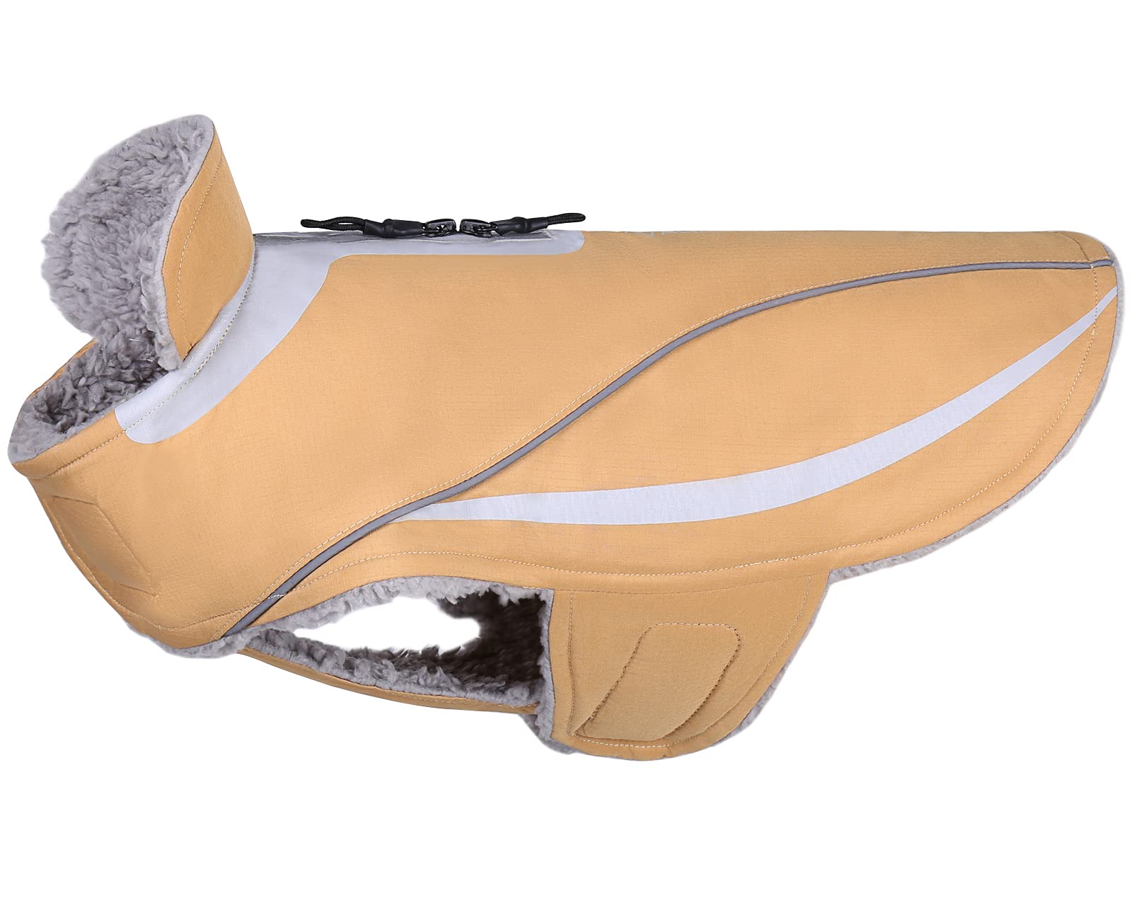 Vivaglory Dog Coat - Lightweight Cozy Fleece Lined Jacket For Late Autumn And Early Winter, Water Resistant, Khaki