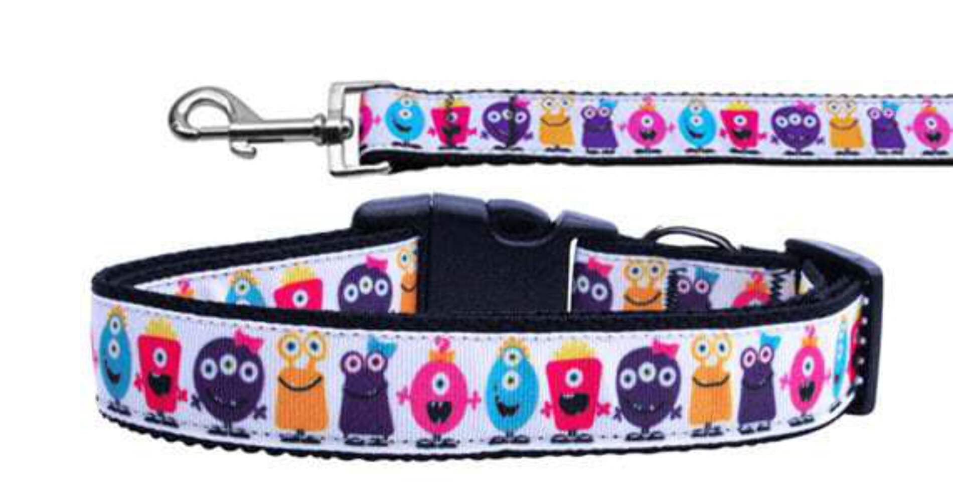 Pet Dog & Cat Nylon Collar or Leash, &quot;Monsters&quot; XS Collar