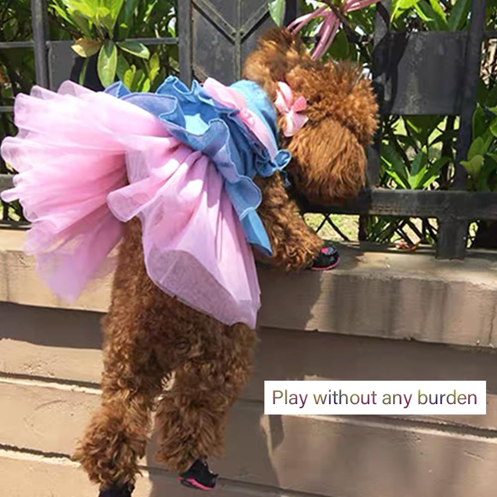 Aniac Pet Denim Dress With Cute Bow-Knot Comfy Vest Skirt Lace Trim Tutu Summer Spring Clothes For Cats And Small Dogs (X-Large)