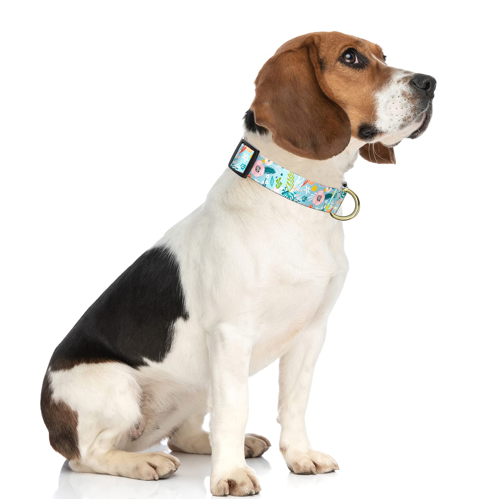 Rnivvi Dog Collar For Medium Dogs, Cute Floral Heavy Duty Adjustable Puppy Collar With Quick Release Buckle For Boy Girl & Femal
