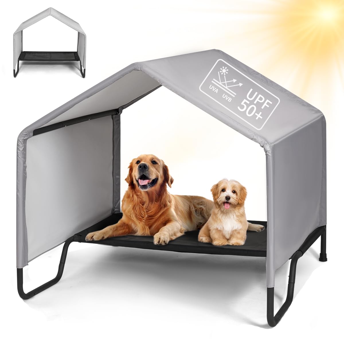 Litail Dog Shade Shelter Outdoor Tent For Small Medium Large Dogs, Waterproof Sun Protection Dog Tent With Bed, Outside Sun Rain
